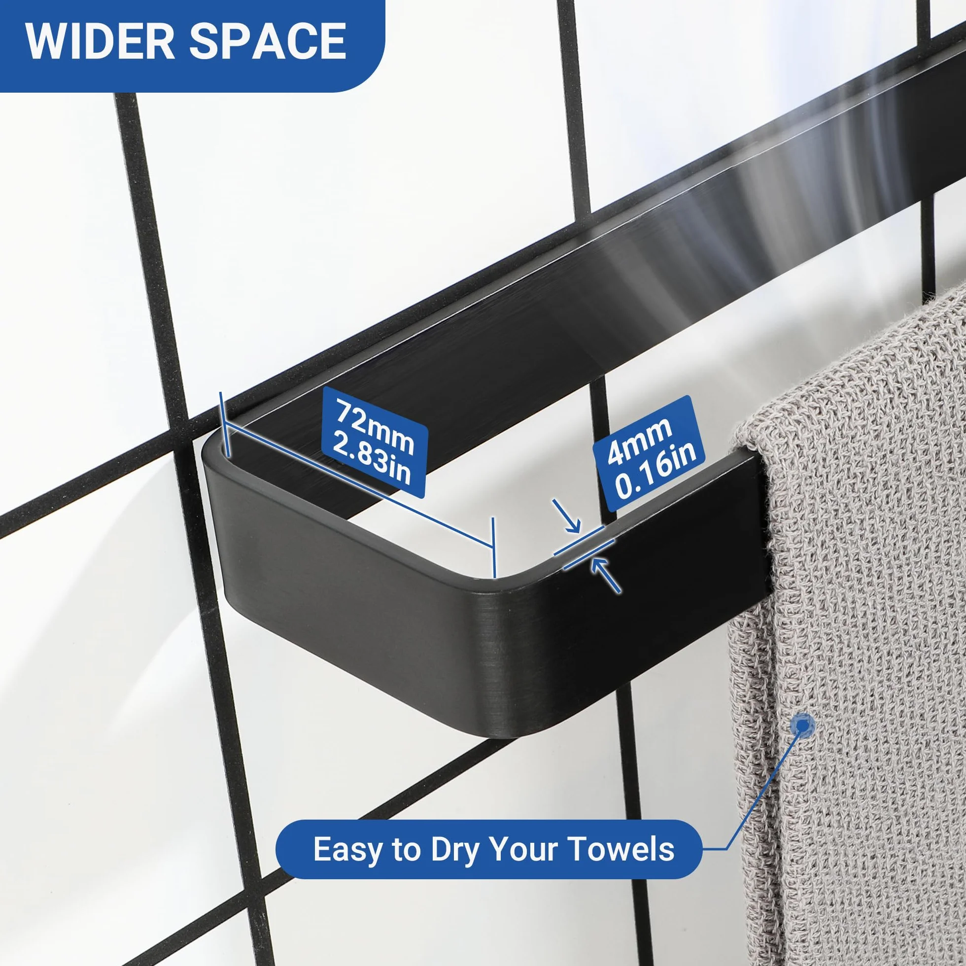 SAYAYO Porta Asciugamano Autoadesivo Nero 20cm Anello per Bagno Cucina