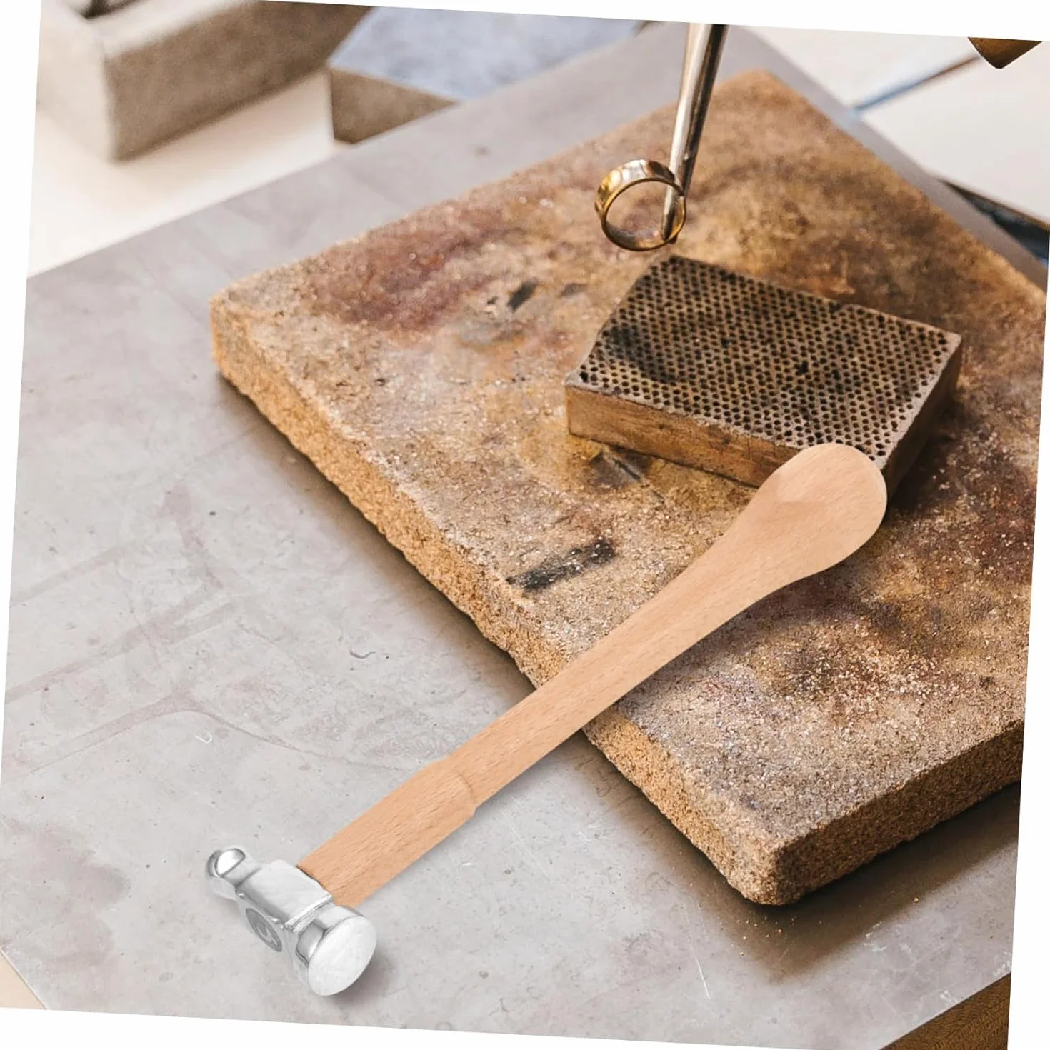 Martello americano oro testa rotonda manico in legno fatto a mano lucidatura multifunzionale high-end strumento
