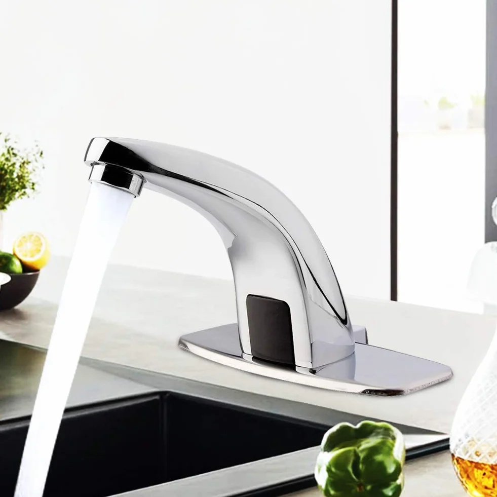Rubinetto con Sensore Automatico a Induzione Cromato per Bagno