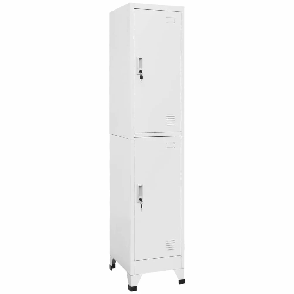 SYDE Armadio in acciaio 38 x 45 x 180 cm con serratura | 2 scomparti, asta per appendere, ideale per spogliatoio