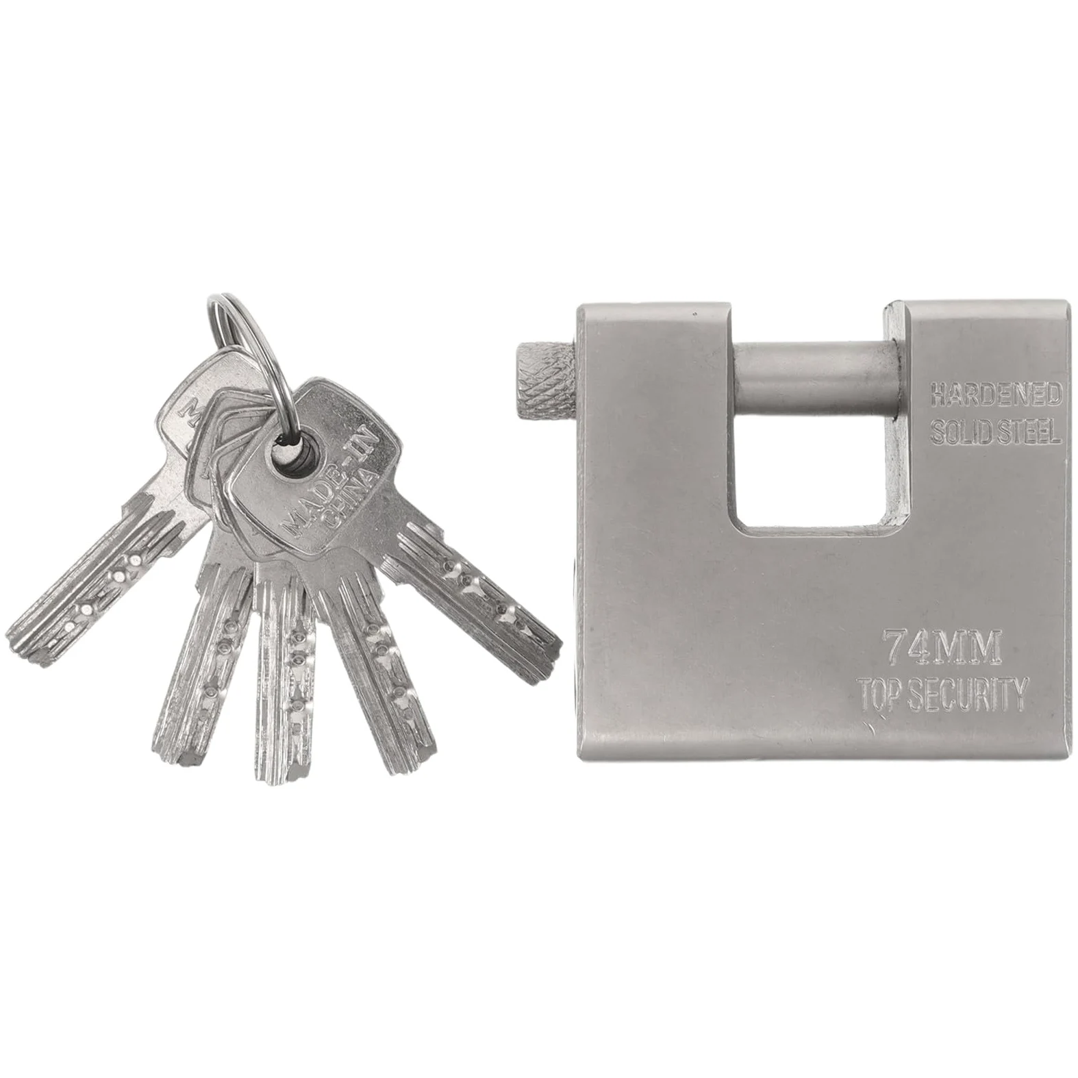 Lucchetto a forma di D, lucchetto in ferro ad alta sicurezza con chiavi, serratura pesante con chiave diversa per container, magazzino, garage, porte, capannoni, serrande, cancelli, argento