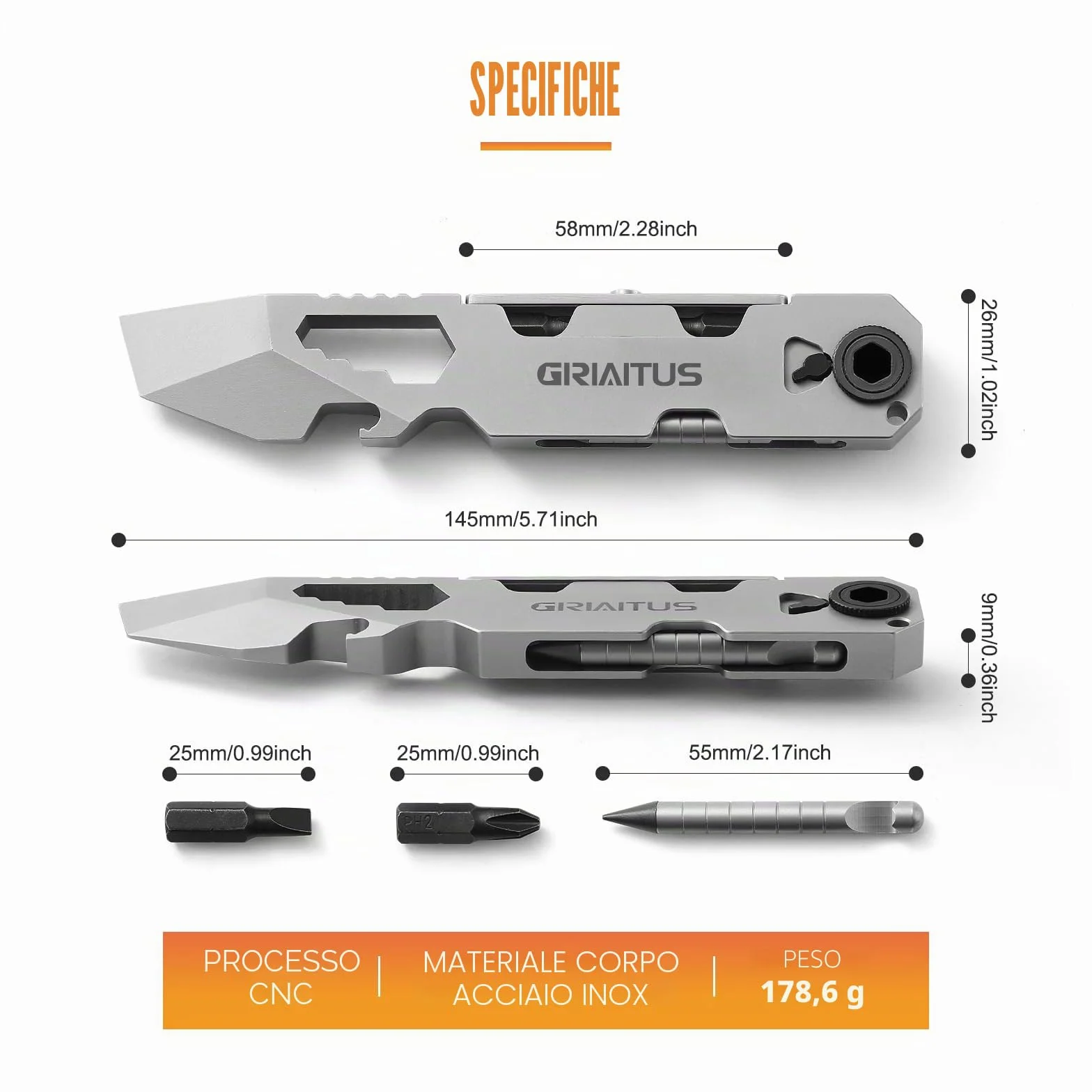 Edc Pry Bar 10In1 Multitool Idee Regalo Uomo Donna Regali Natale con Cacciavite a Cricchetto Bidirezionale E Penna Eterna, Chiavi, Piede Di Porco, Apribottiglie