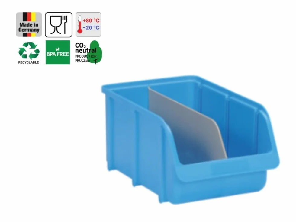 Scatole a vista impilabili in polipropilene PP misura 4 blu 207x155x332 mm per officina garage magazzino