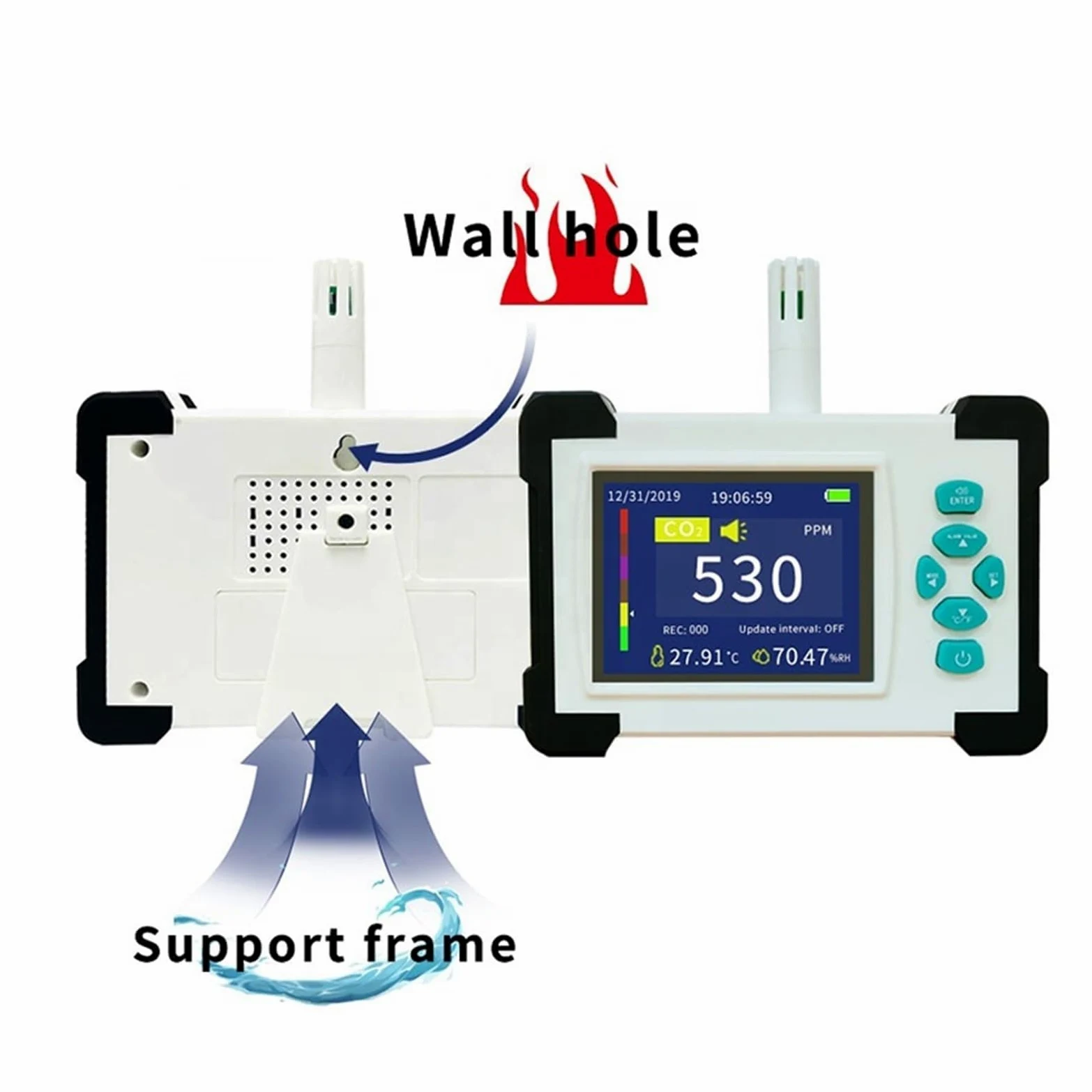 Monitor digitale della qualità dell'aria di CO2 - Analizzatore di gas professionale con umidità della temperatura e display chiaro per la casa della tenda di coltivazione (SR-510) (Sr-510)