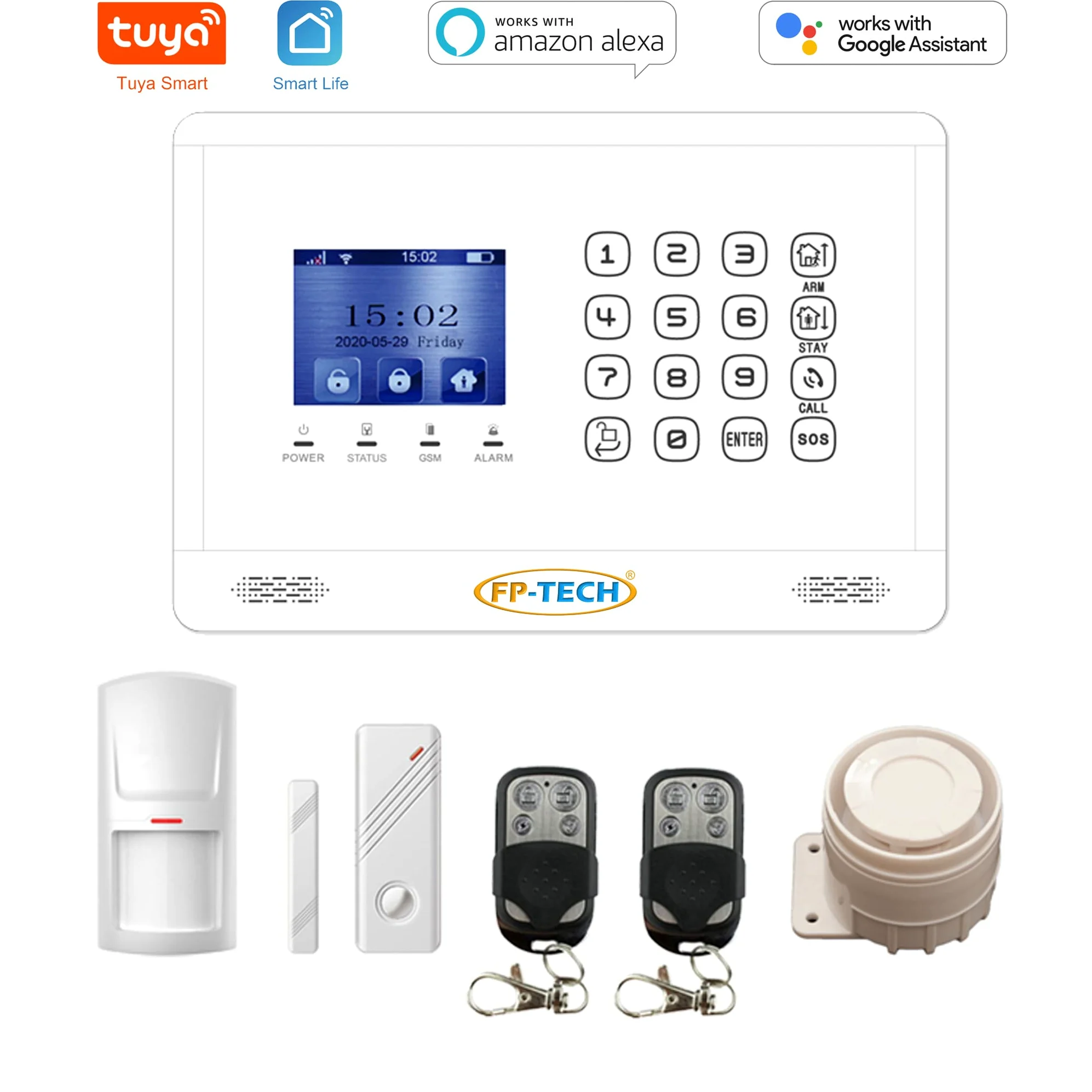 ANTIFURTO ALLARME CASA WI-FI COMBINATORE GSM SENZA FILI WIRELESS ALEXA GOOGLE (KIT SMART - FP-WT2BX-S)