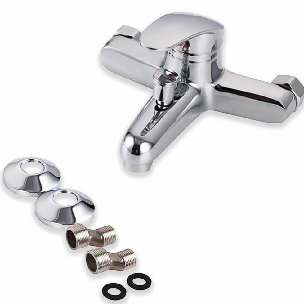 Rubinetto Miscelatore Cromato per Vasca da Bagno in Acciaio Inox
