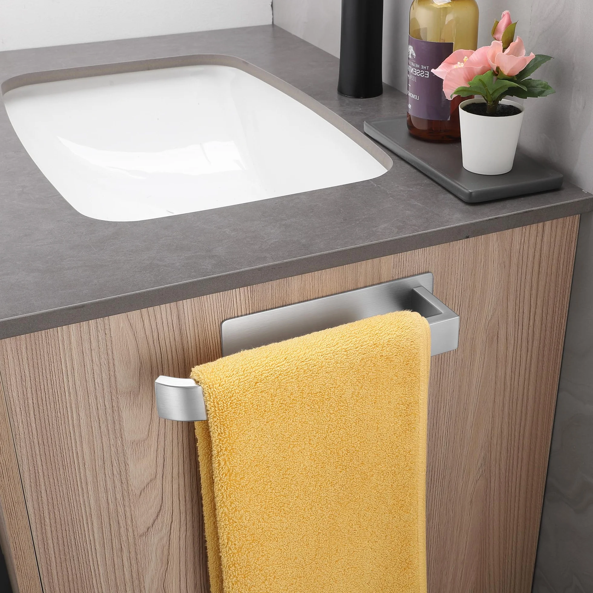 ALOCEO Porta Asciugamani Bagno Adesivo Acciaio Inox Argento 24 cm