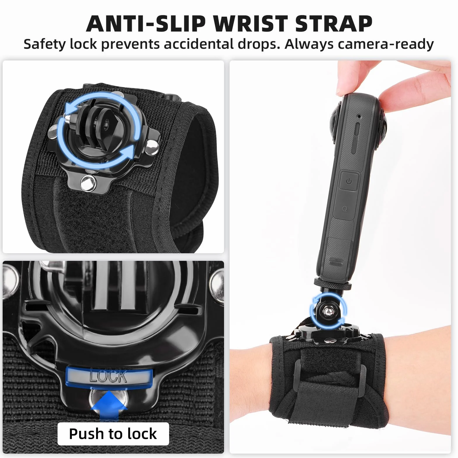 BRDRC Kit di accessori per Insta 360 X5 X4, cinghia per il petto, imbracatura per zaino, supporto da polso, adattatore rotante a 360° + rilascio rapido per Insta360 One X5 X4 X3 X2 X