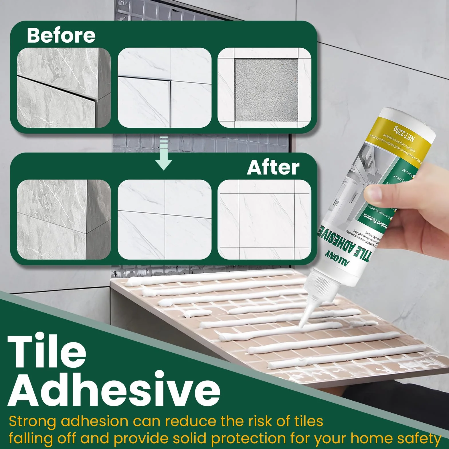 Colla per Piastrelle Ceramiche 220g Esterna e Interna