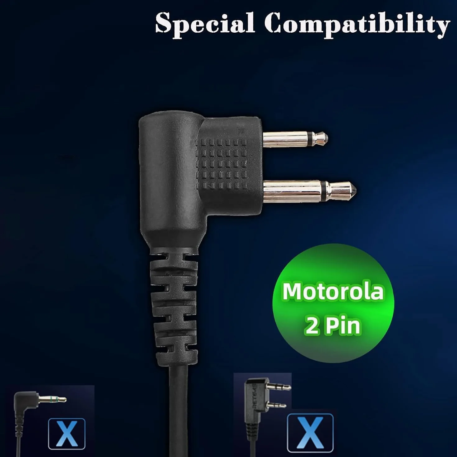 Retevis Walkie Talkie Auricolare 2 Pin Cuffia con Acustico Trasparente Tubo Compatibile con Motorola DP1400 CP040 GP68 GP88 GP300 CT150 Pro1150 HYT TC-500 TC-600 Ricetrasmettitore(1 pz)
