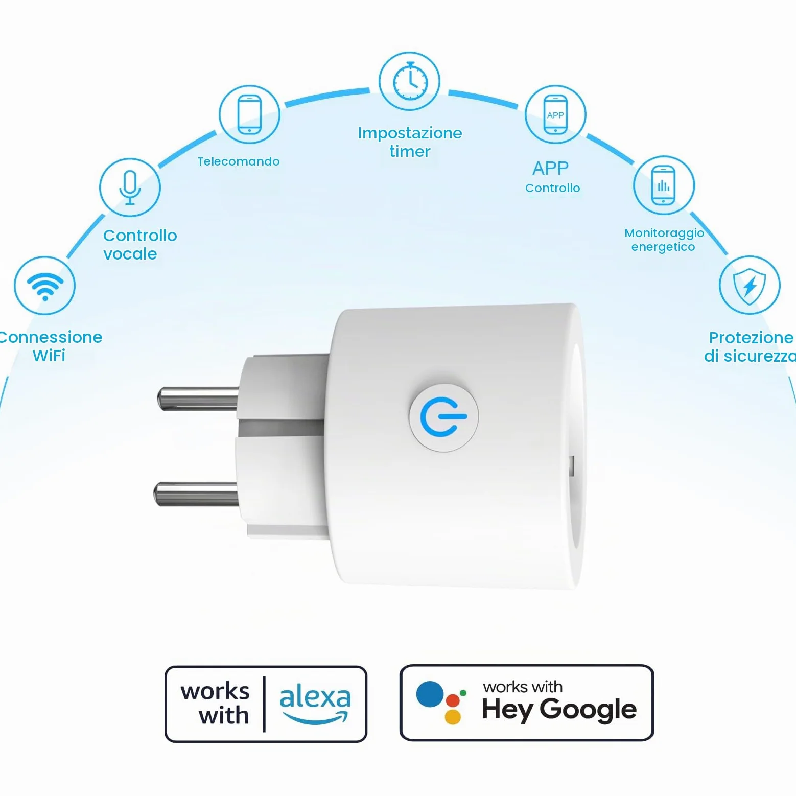 ANTELA Prese Intelligenti Wifi 16A Smart Plug con Monitoraggio Energetico | Type F, Protezione Sovraccarico, Timer, Regolazione del Programma e Compatibilità con Alexa & Google Home, 4Pz
