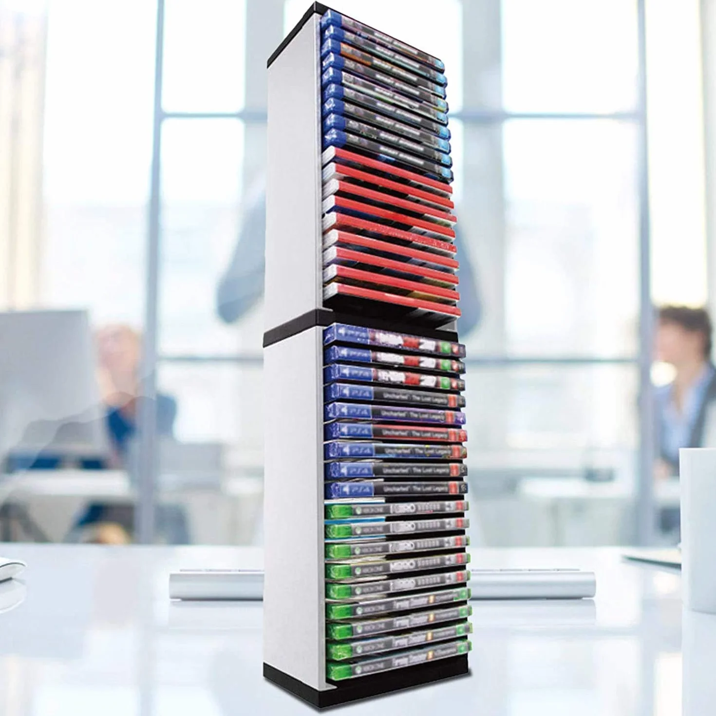 Queen.Y Supporto per Rack Torre di Archiviazione per Scatola di Dischi di Gioco per Ripiano di Archiviazione PS5 con 36 Pezzi di Dischi di Gioco, Supporto per Xbox Switch Games