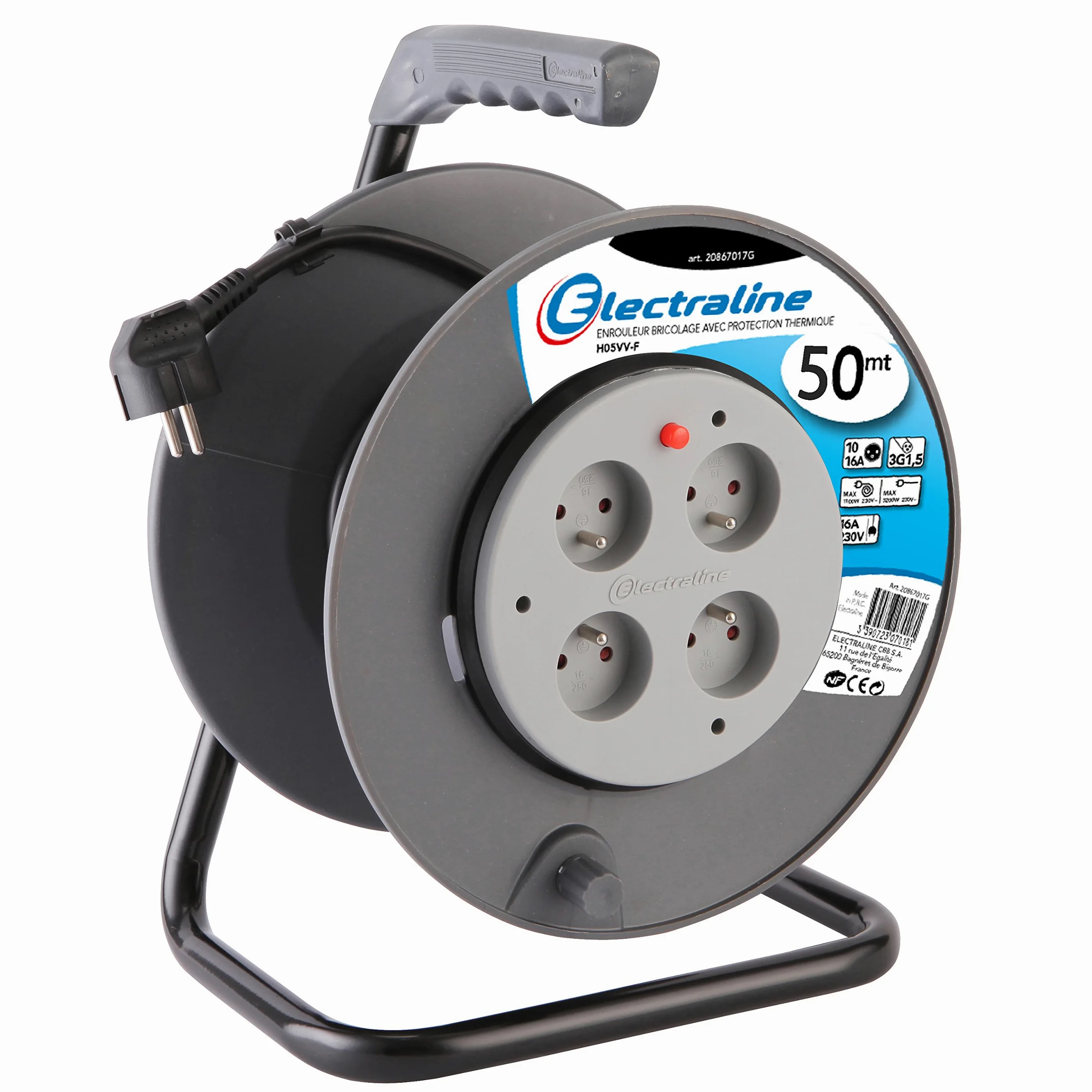 Electraline 20867019 F avvolgicavo bricolage Nero