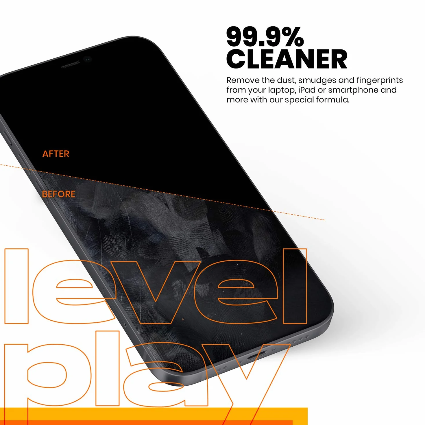 Levelplay Kit Pulizia Schermi - Kit per Touchscreen, Monitor e Lenti Resistente a Impronte Digitali, Formula Senza Alcol e Ammoniaca, Salvietta in Microfibra Lavabile - Flacone Spray 25 ml Per Viaggi