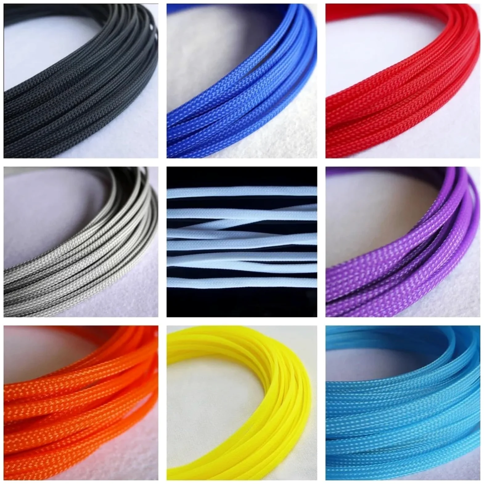 Guaina Cavi 3.0MM 4MM 6MM 8MM 10MM 12MM 16MM Maniche piatte intrecciate espandibili for cavi in ​​pelle di serpente(Blue Golden,16MM,10 Meters)