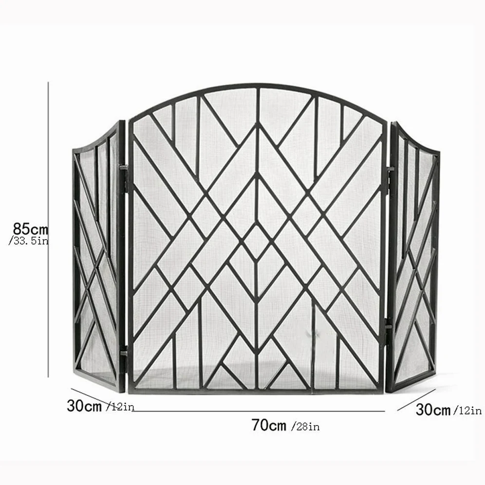 Schermi per Caminetti di Guardia Indoor Camino Schermo 3 Pannello peltro Ferro battuto grande schermo della maglia della copertura decorativa in metallo all'aperto Solid prova Baby Safe Fire Place Fen