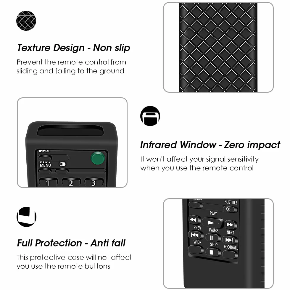 Custodia in Silicone Compatibile con Sony Bravia TV Telecomando RMT-TX100D RMT-TX300E RMT-TX310E RMT-TX200E RMF-TX200C per Sony Nuovo Sostitutivo Remote Protettiva Cover Anti-Scivolo Cassa (Nero)