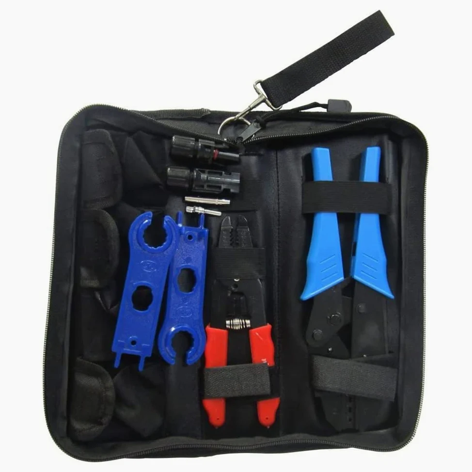 Set di strumenti di crimpatura per connettori per cavi per pannelli solari M-C Style Quattro Dimensioni 2.5/4/6 mm2 2 pinze crimpatrici 2 chiavi dritte una coppia di connettori maschio/femmina