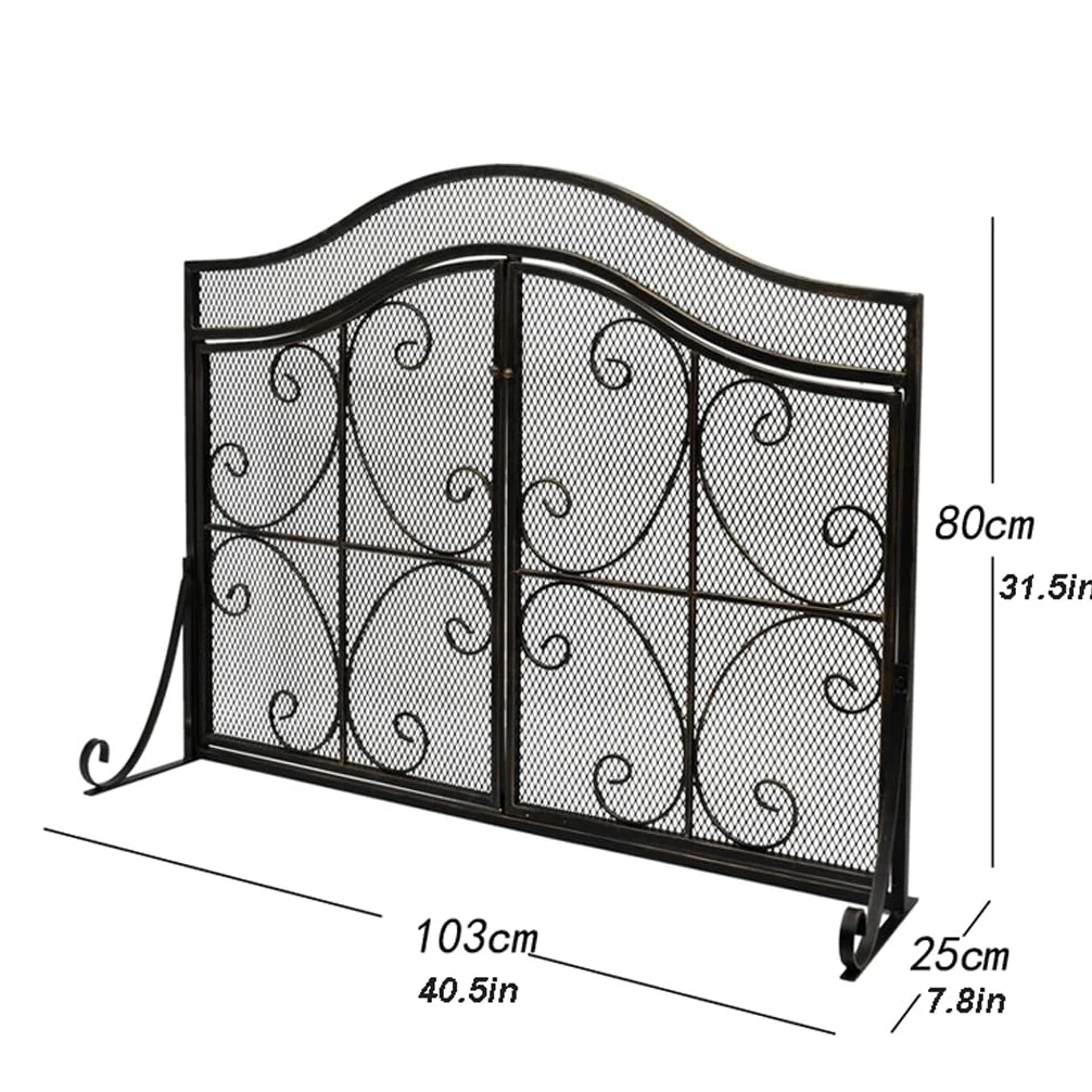 Schermi per Caminetti di Guardia Pannello Camino Schermo piano con porta Casa Camino Schermo Schermo Partition Vernice in ferro battuto Fire Position Porta Decorazione Accessori per Caminetti in Rete