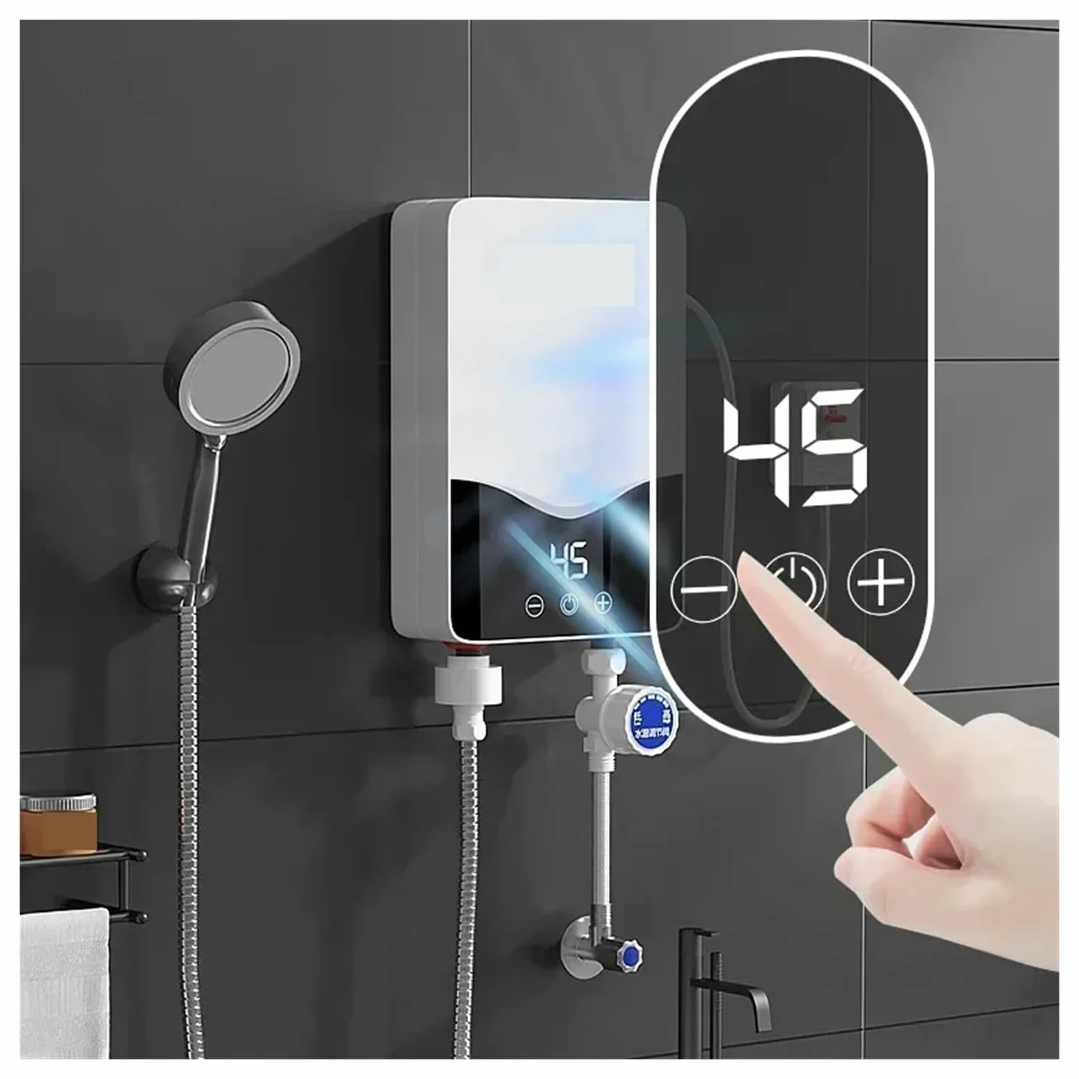 Scaldabagno Istantaneo Senza Serbatoio For Bagno, Scaldacqua Elettrico Istantaneo Da 5,5 KW Con Protezione Automodulante E Surriscaldamento riscaldare rapidamente