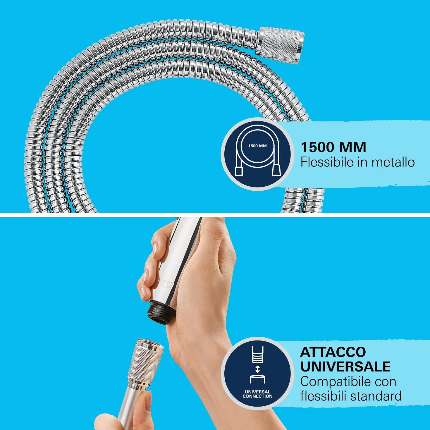 GROHE QUICKFIX VitalioFlex, Flessibile doccia, 1500mm, In metallo, 27502001