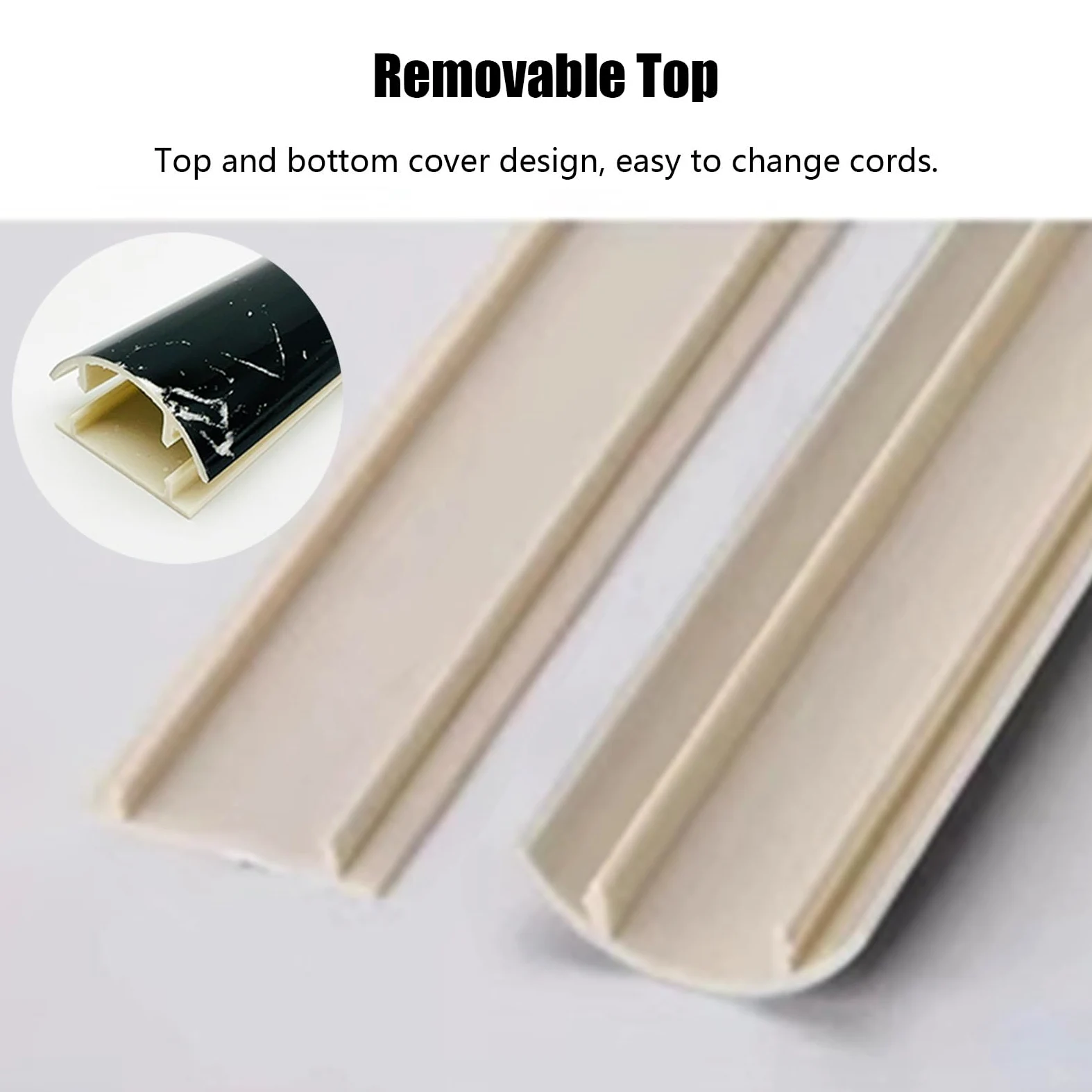 Passacavi Gestione dei cavi per canaline, Copricavo autoadesivo in PVC rigido a forma di mezzo tondo per contenere 1 cavo, Copri cavo di alimentazione Canale per cavi a pavimento (Color : Style 7, S