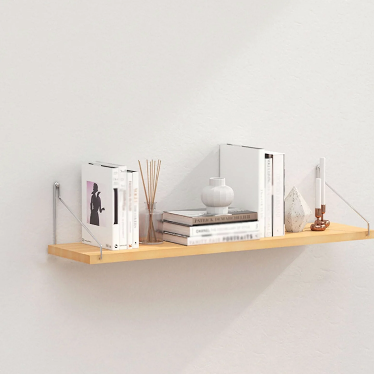 Mensole da parete senza fori, 30/60/90 cm, mensole adesive galleggianti per cucina, bagno, soggiorno, camera da letto (finitura in legno, 60 cm, larghezza 15 cm)