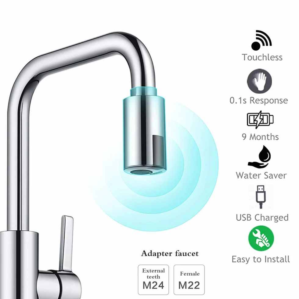 ALLOMN Rubinetto Intelligente Touchless con Sensore a Infrarossi per Risparmio Idrico M22 M24
