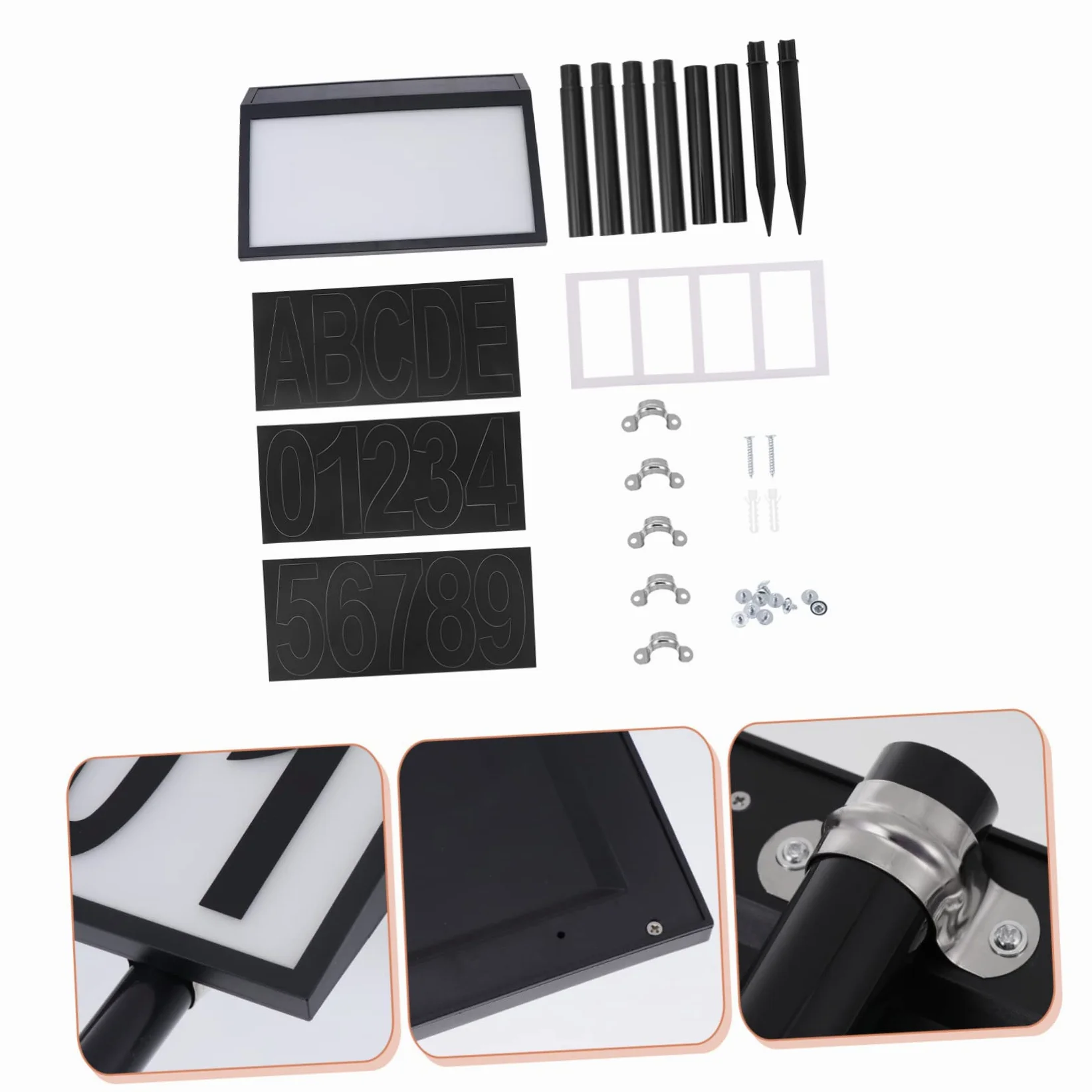 Lampada Solare da Giardino Numeri Civici LED 10 Smd 1200mah Nero in Abs e PC per Esterni Facile da Installare nel Terreno per Ristoranti e Centri Commerciali