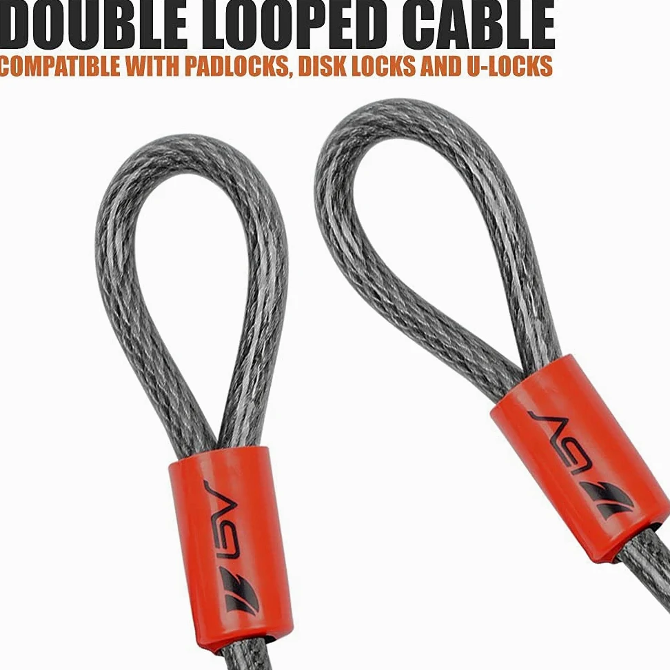 Cavo d' Acciaio di Sicurezza BV 1,2 m, 2,1 m, Cavo Intrecciato in Acciaio con Passanti Double Flex Lock 3/20,3 cm, Lucchetto u-Lock Disc Lock