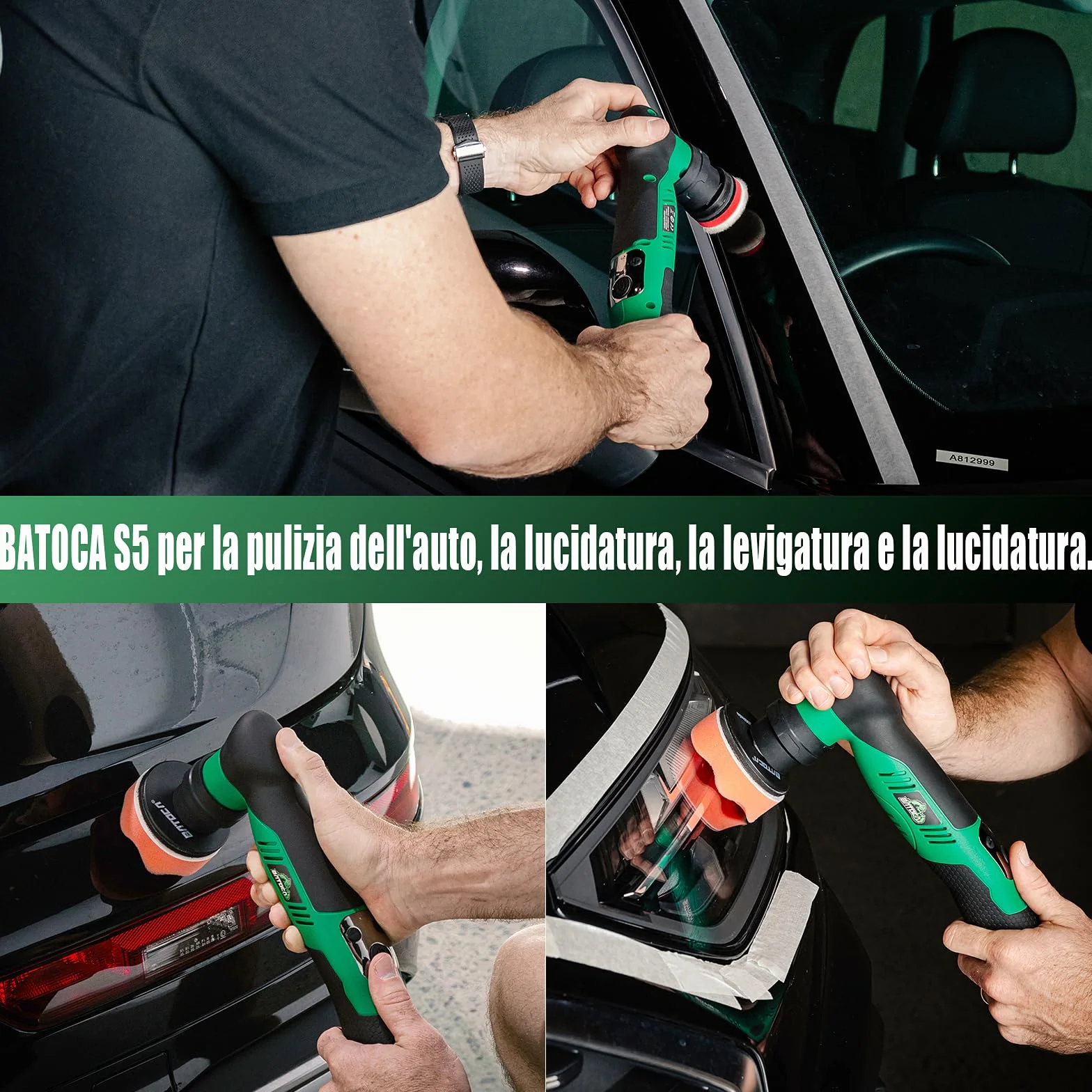 BATOCA S5 Mini Lucidatrice a Batteria 12V 2000-5500RPM Set per Dettagli Cura della Vernice DA&RO