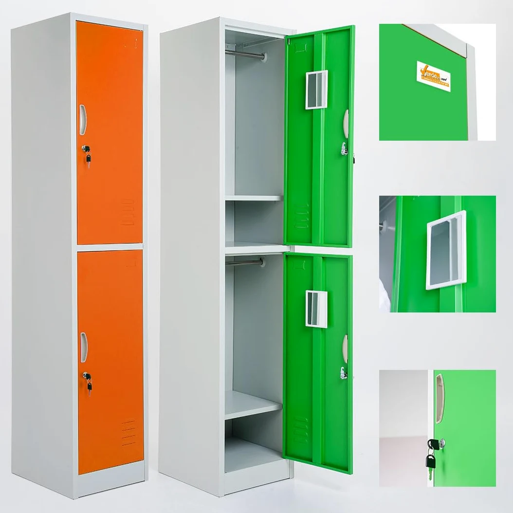 ARMADIETTI SPOGLIATOIO IN METALLO 38X180X42-2 ANTE SOVRAPPOSTE GRIGIO BLU ARANCIONE GIALLO VERDE - Arancio