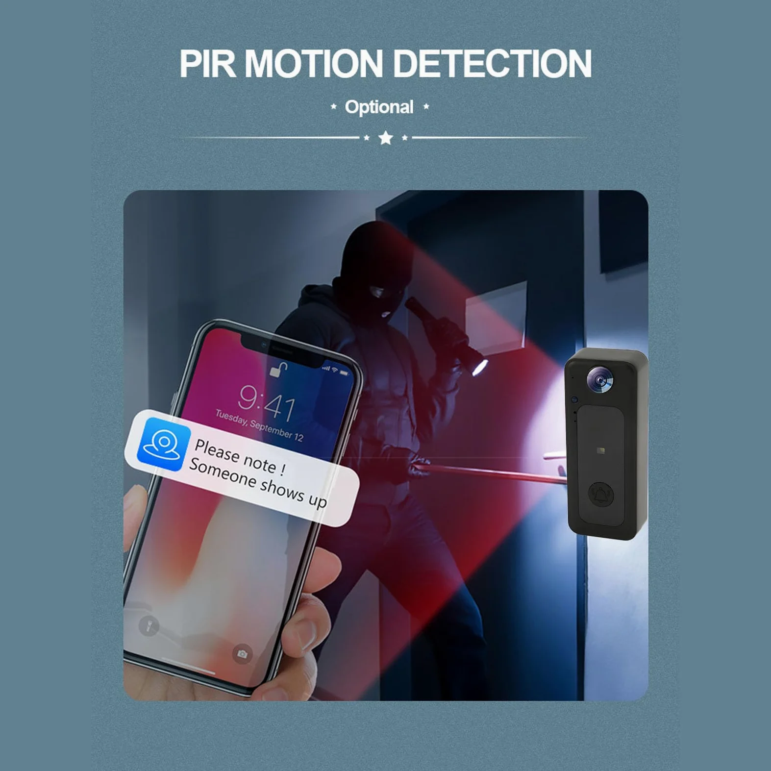 Septpenta Videocitofono Wireless, Telecamera Campanello Wireless, Citofono Vocale Bidirezionale/Funzione Visione Notturna/Controllo Intelligente, Microfono Altamente Sensibile per Monitoraggio Interno