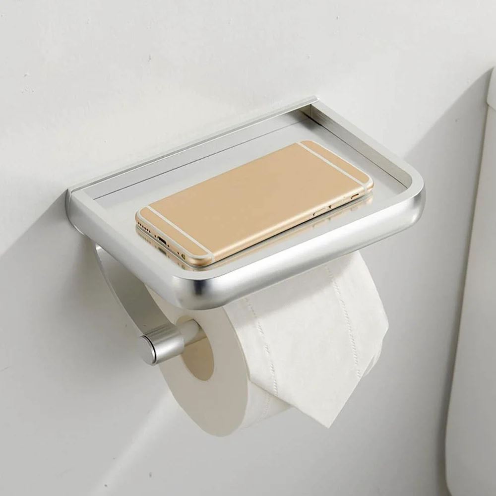 NEECS Portarotolo portarotolo in Metallo con ripiano Montato a Parete per Bagno, Cucina