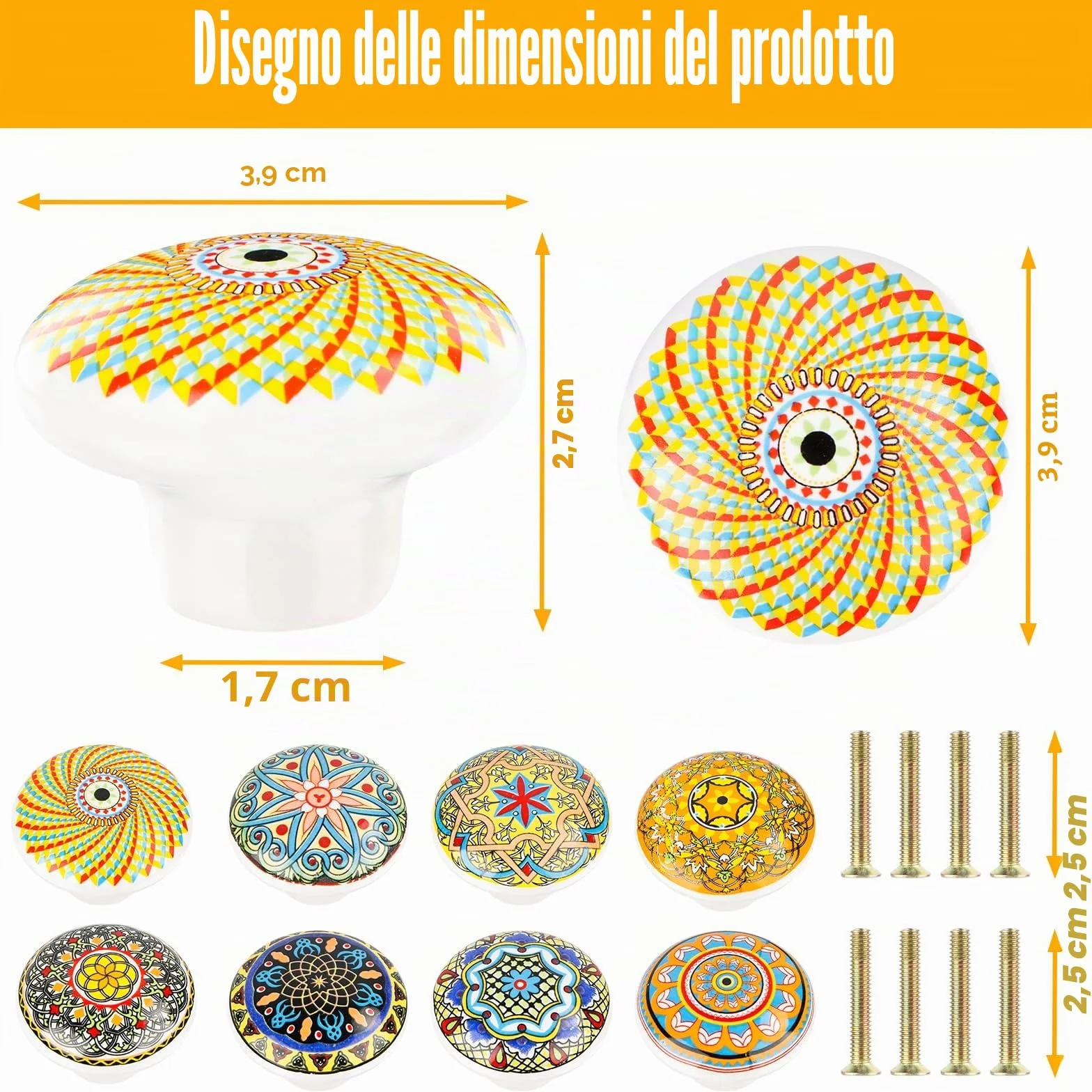 Pomelli per mobili in ceramica stile bohémien 8 pezzi per cassetti armadio porte