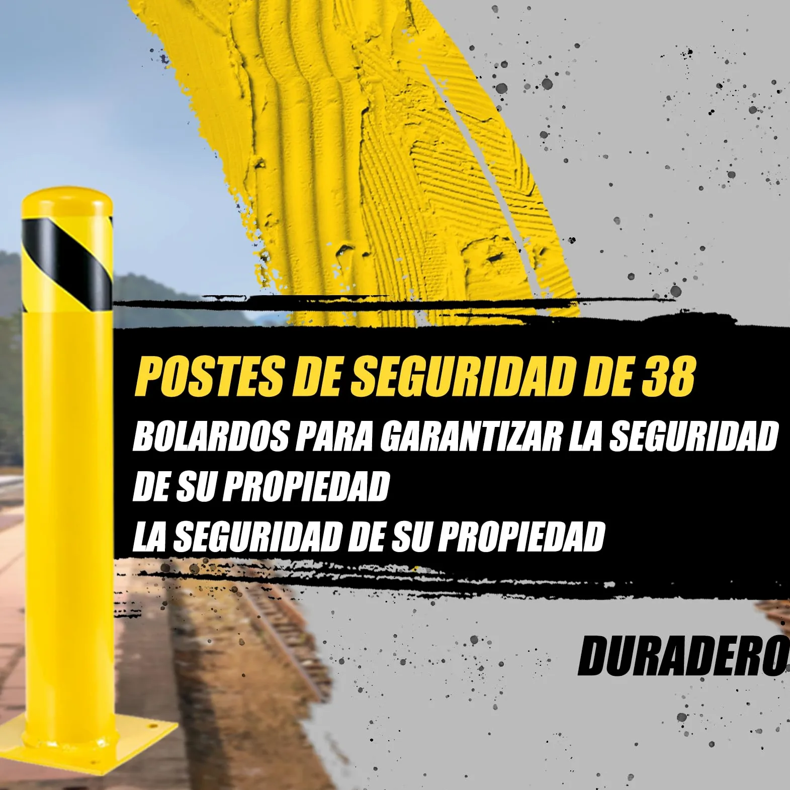 Dissuasore giallo da 91 cm, 2 pezzi per pianificazione stradale, palo di parcheggio per il controllo del veicolo e sicuro, ideale per il parcheggio