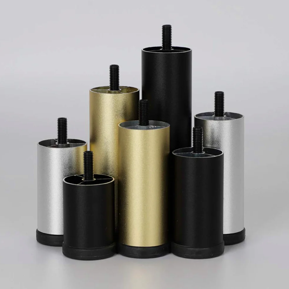 Gambe per Mobili In Metallo,Gambe per Tavoli In Lega di Alluminio,Gambe per Divani Regolabili In Altezza,Gambe per Letto,Con Barra Filettata M8, 0-8 MM Regolabili,4 Pezzi(silver40cm/15.7in)