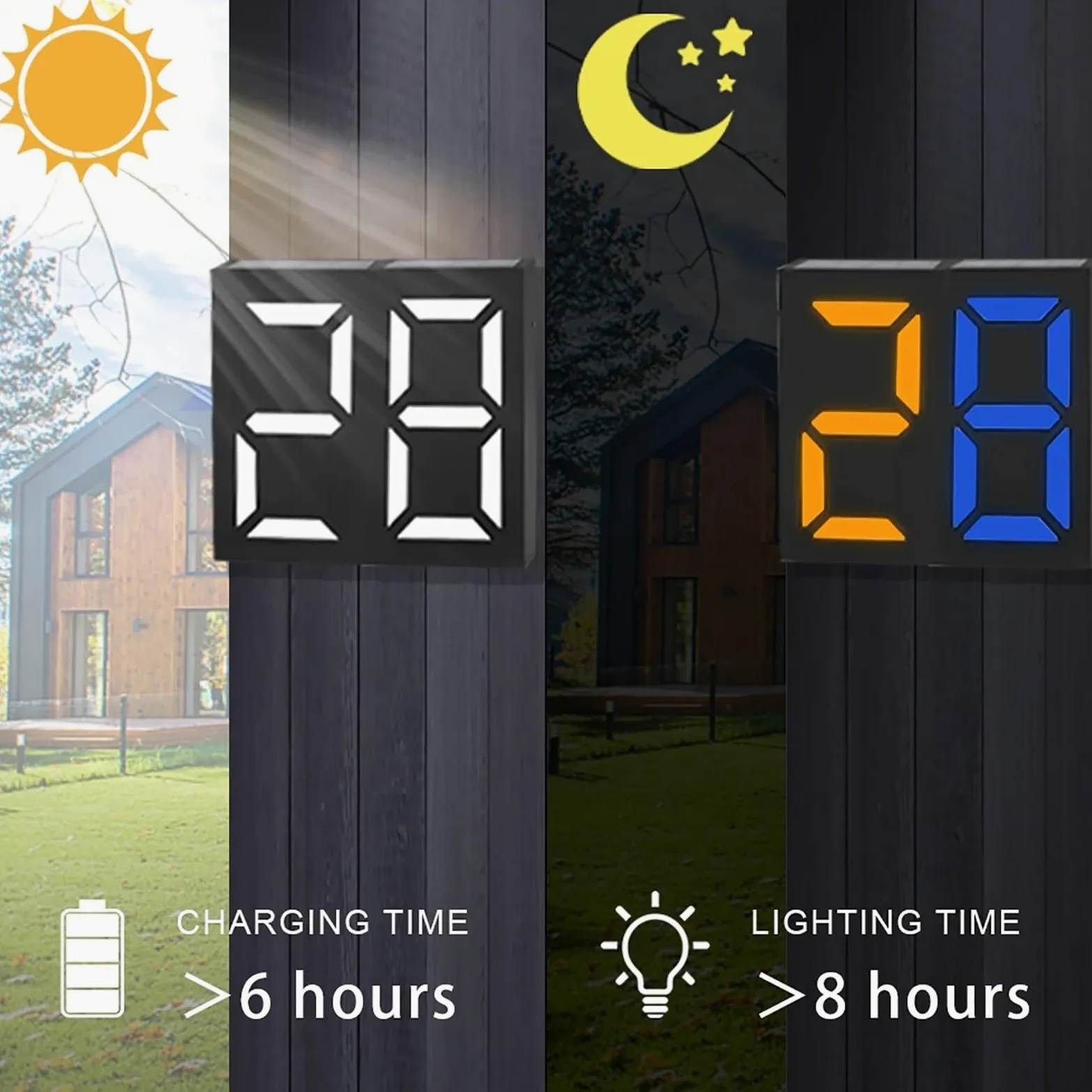 Numero civico Lampada solare a LED per esterni Lampada per targa solare per porta illuminazione esterna Numeri civici Luci (due)
