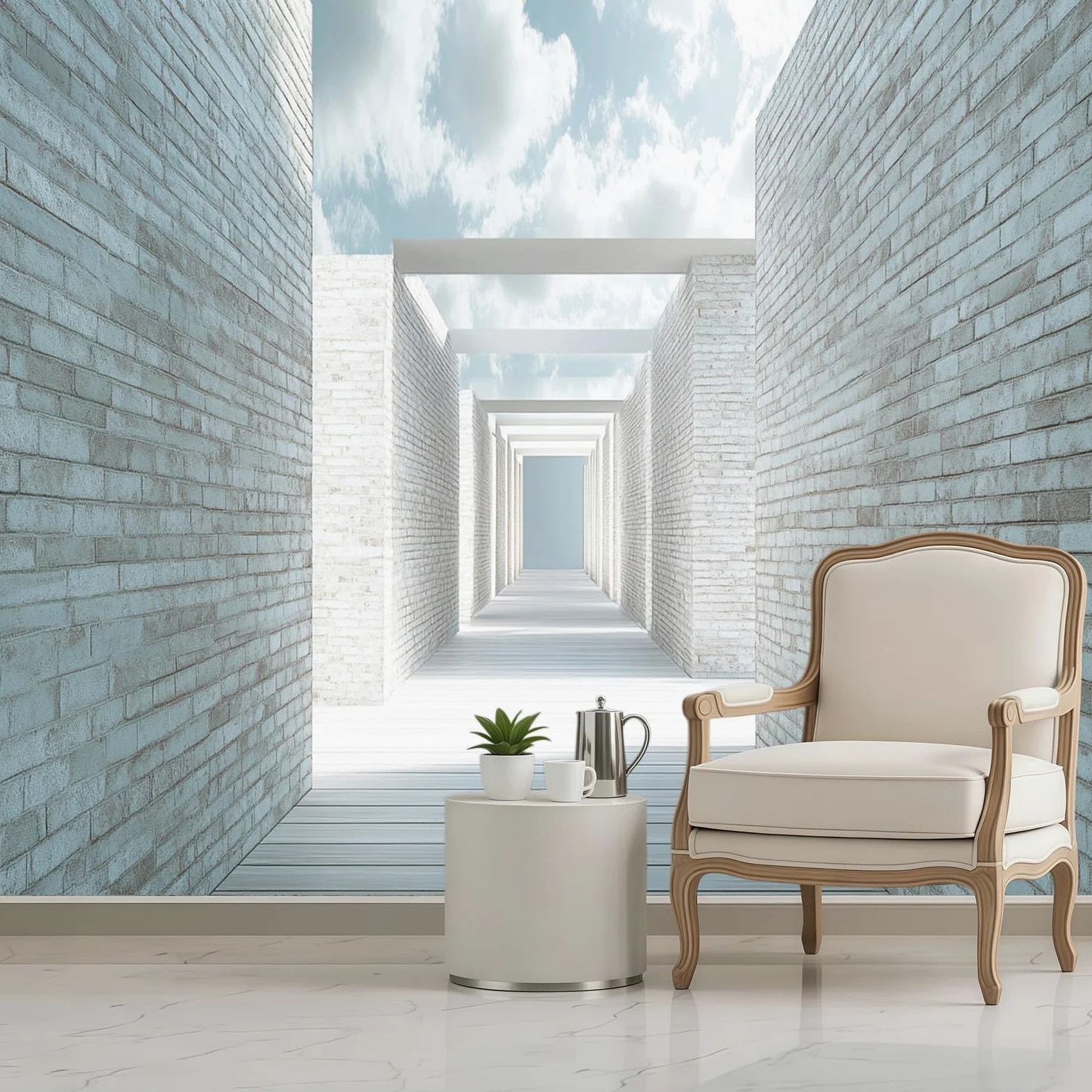 Carta da Parati Murale Muro di mattoni in stile retrò 200 x 140 cm Fotomurale Bianco Decorazione Parete Moderna per Soggiorno Camera da Letto