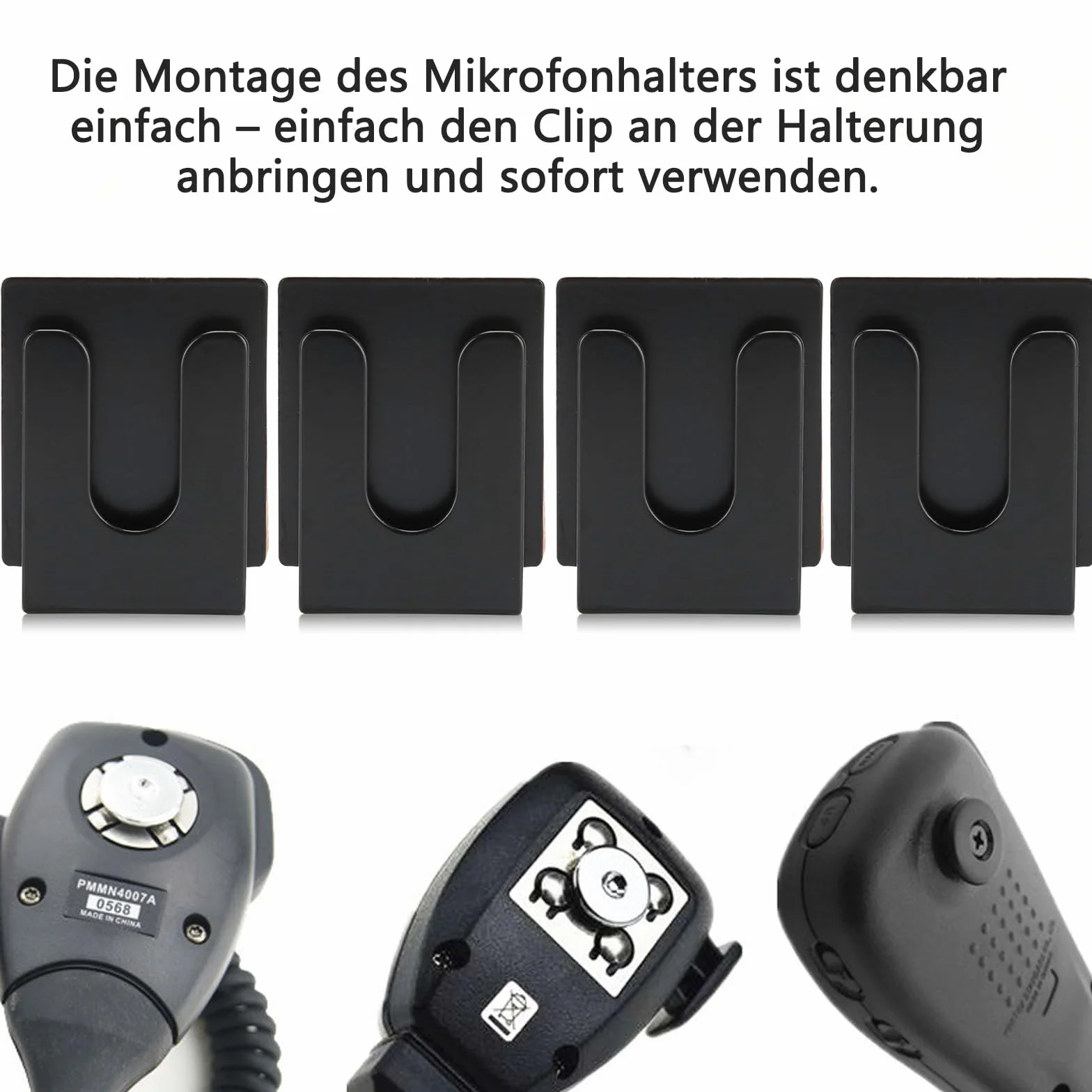4 Pezzi di Clip Portamicrofono, Portamicrofono per Auto, Portamicrofono per Auto, Portamicrofono per Radio, Clip per Appendere Il Microfono del Telefono Cellulare, per YAESU, Kenwood, ICOM