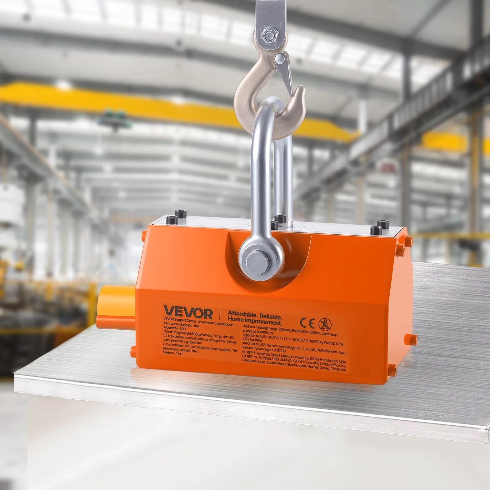 VEVOR Sollevatore Magnetico per Lastre 600 kg Neodimio N42 Pieghevole Carrello Acciaio 2 Ruote