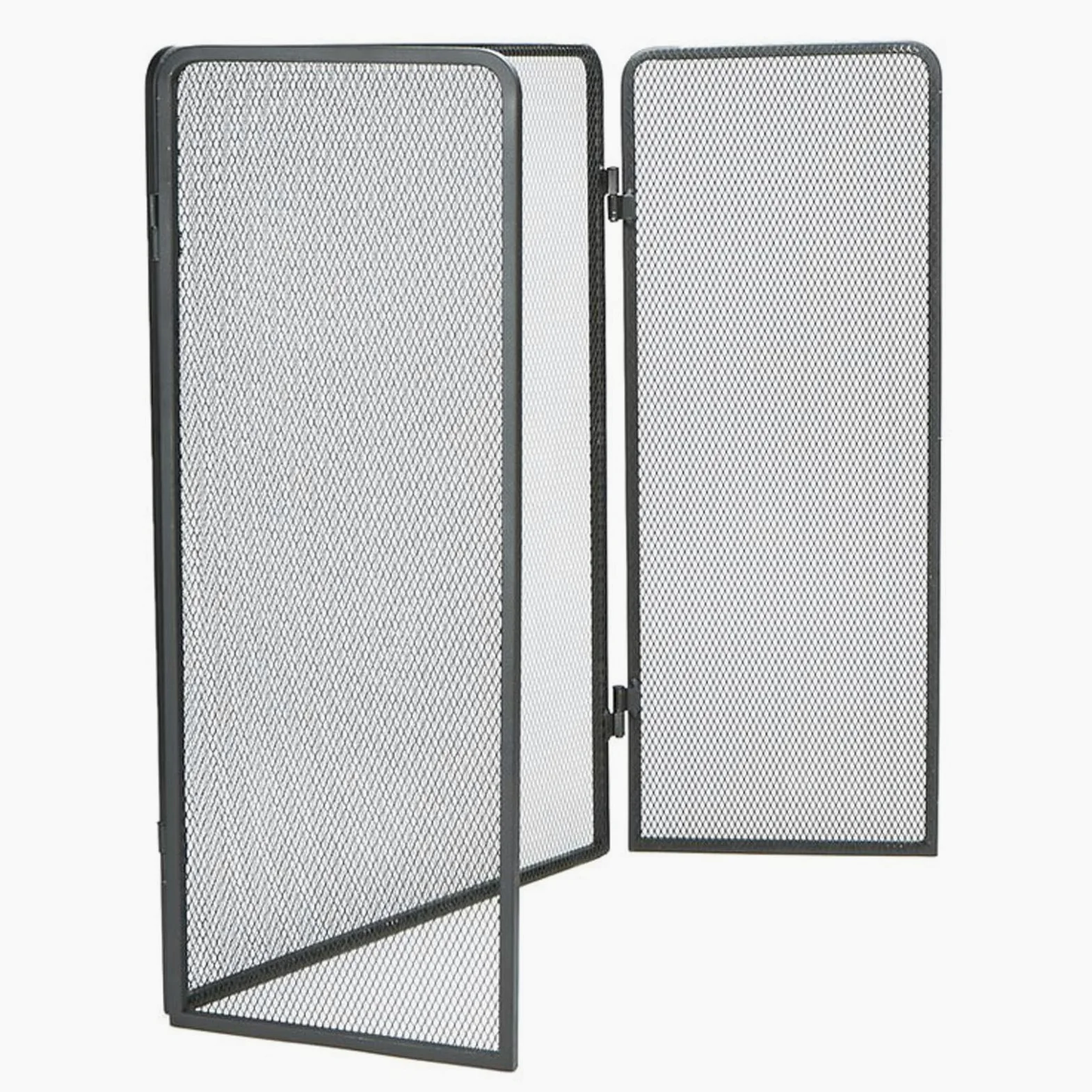 Schermi per Caminetti di Guardia Stile classico in metallo a 3 pannello Schermo in metallo nero Nero Metal Mesh Spark Guard Cover Cover Camino Accessori 31.5 "x 48" Accessori per Caminetti in Rete Dec