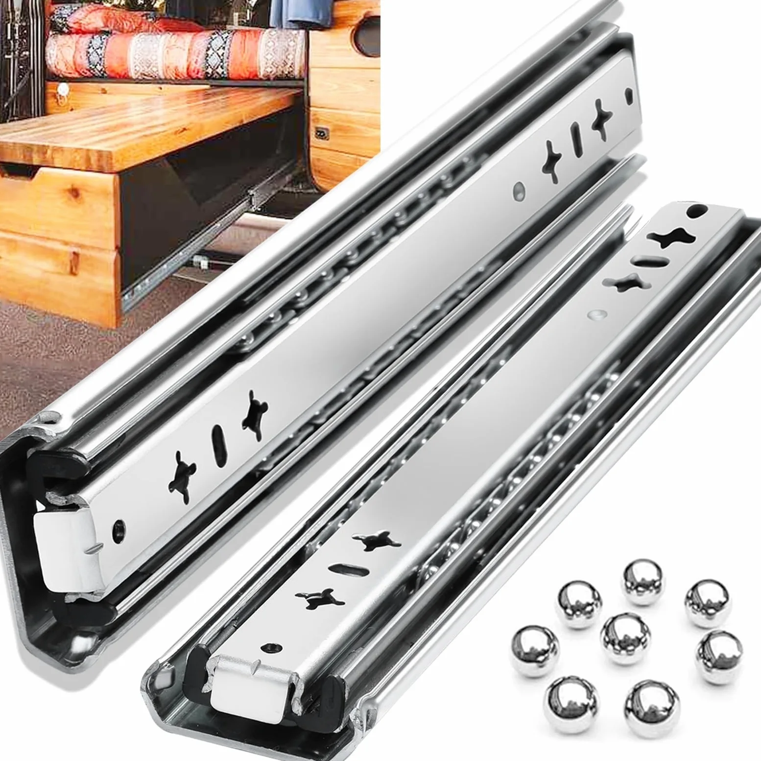 guide per cassetti Guide di scorrimento for cassetti for carichi pesanti 250 mm 300 m 350 400 450 500 550 600 700 800 900 1000 1 paio(No Lock,60inch(1500mm))