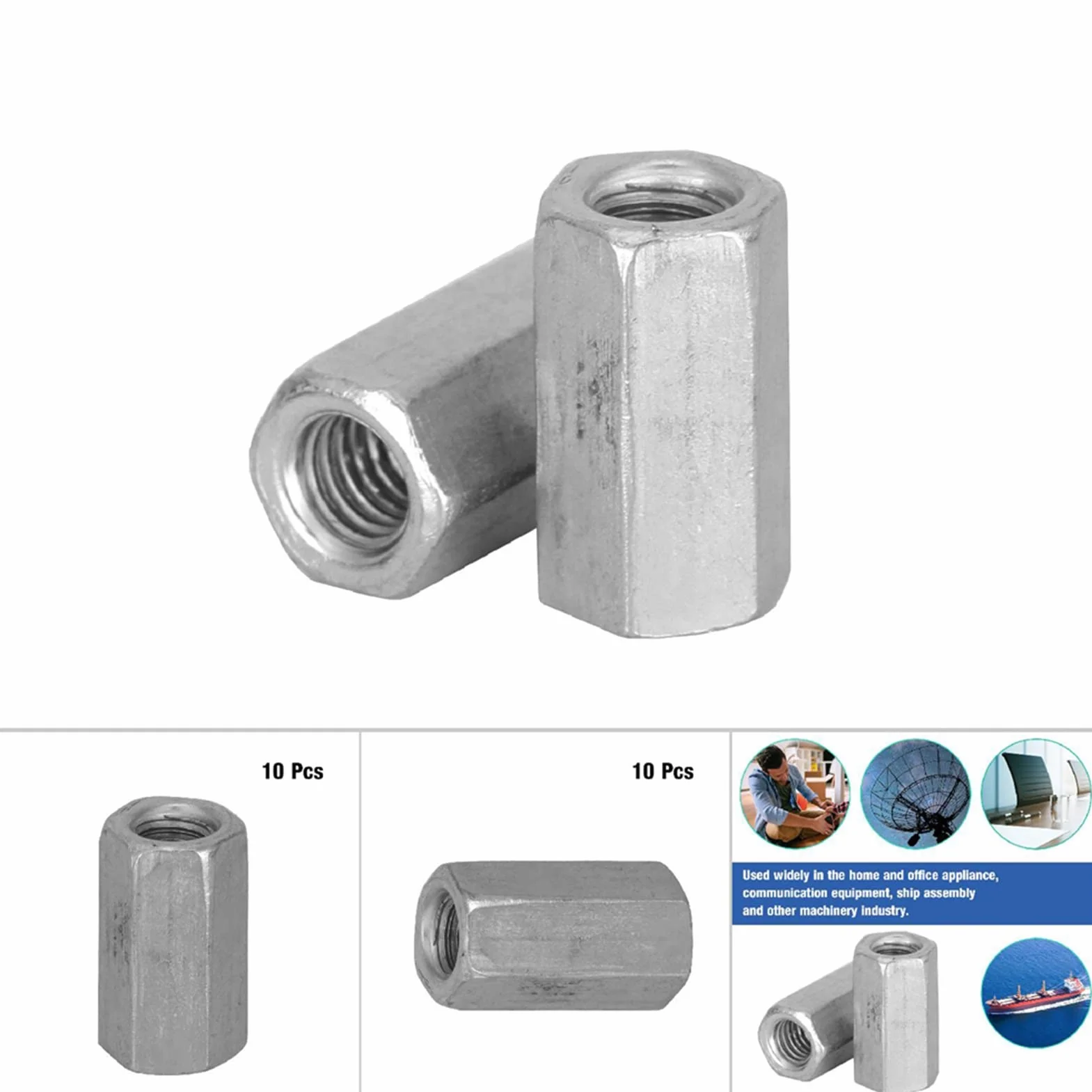 Dado per barra lunga M6 Esagonale Dadi a Manicotto Distanziatore Connessioni Filettate per Industria Macchine