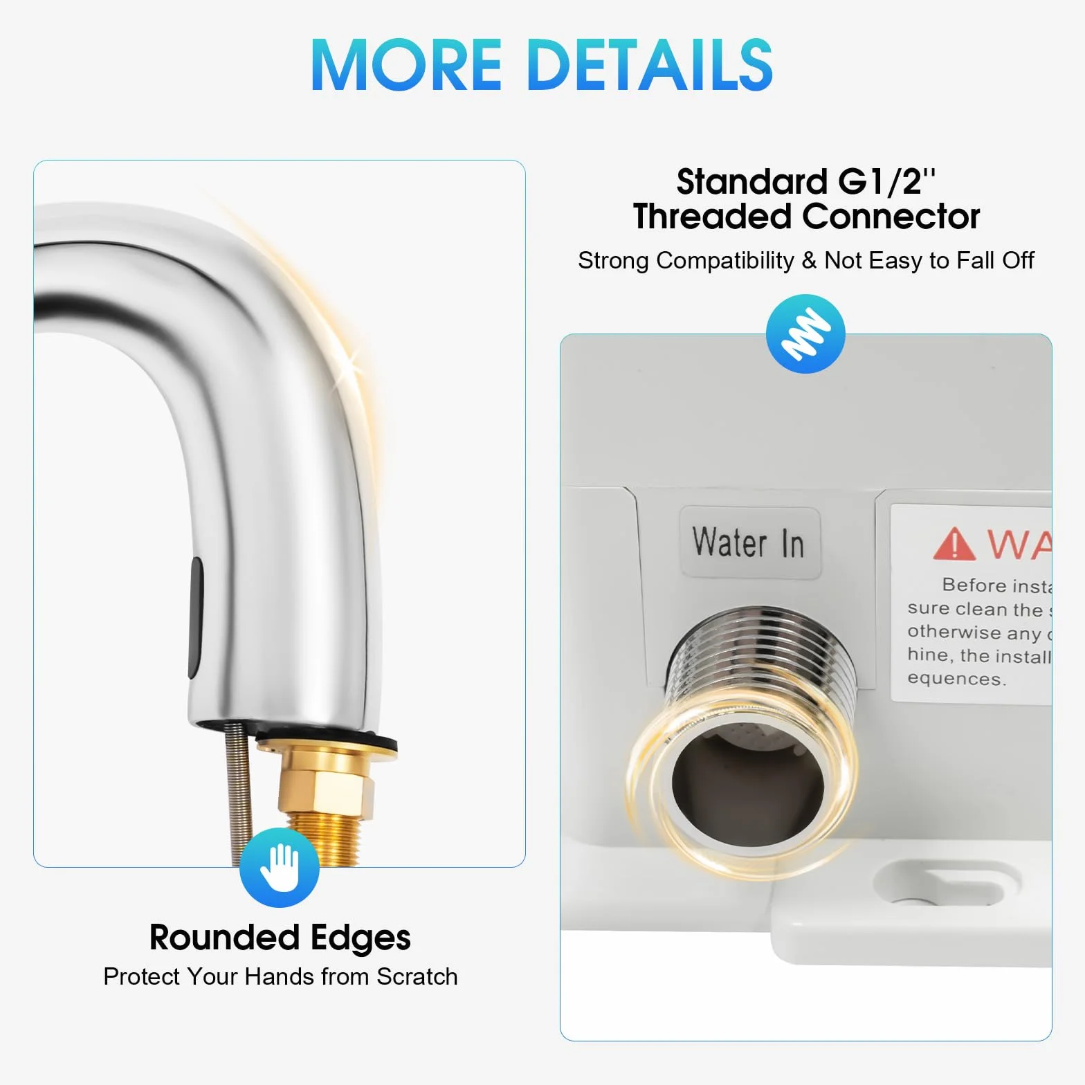 MINRS Rubinetto con sensore a infrarossi miscelatore automatico a induzione per lavabo bagno