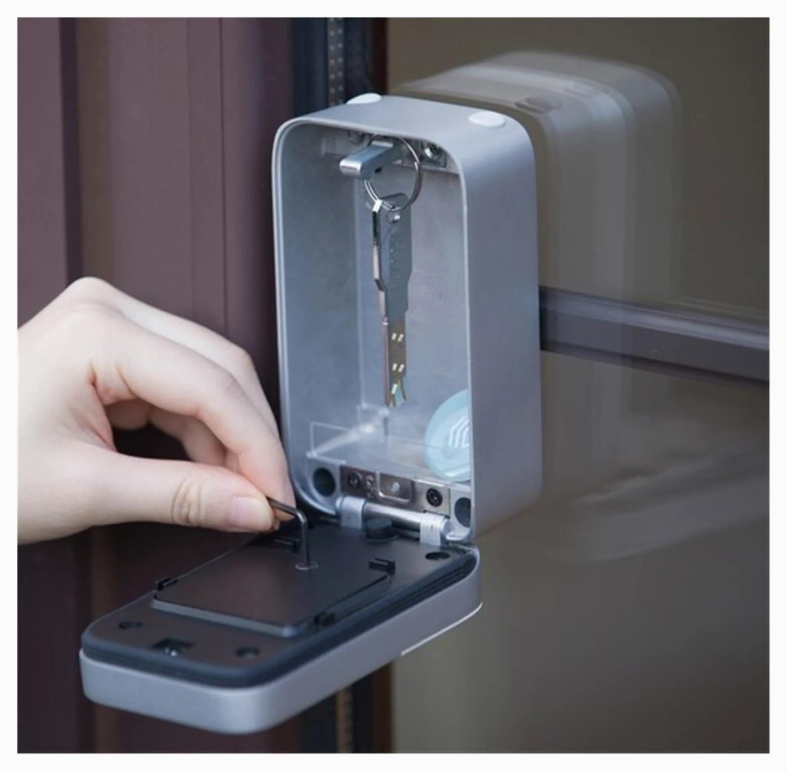 Cassetta di sicurezza, K221 Key Lock Box Smart Phone APP Fingerprint Password Control Cassetta di sicurezza elettronica Stoccaggio in lega di alluminio Per casa ufficio hotel business(K241)