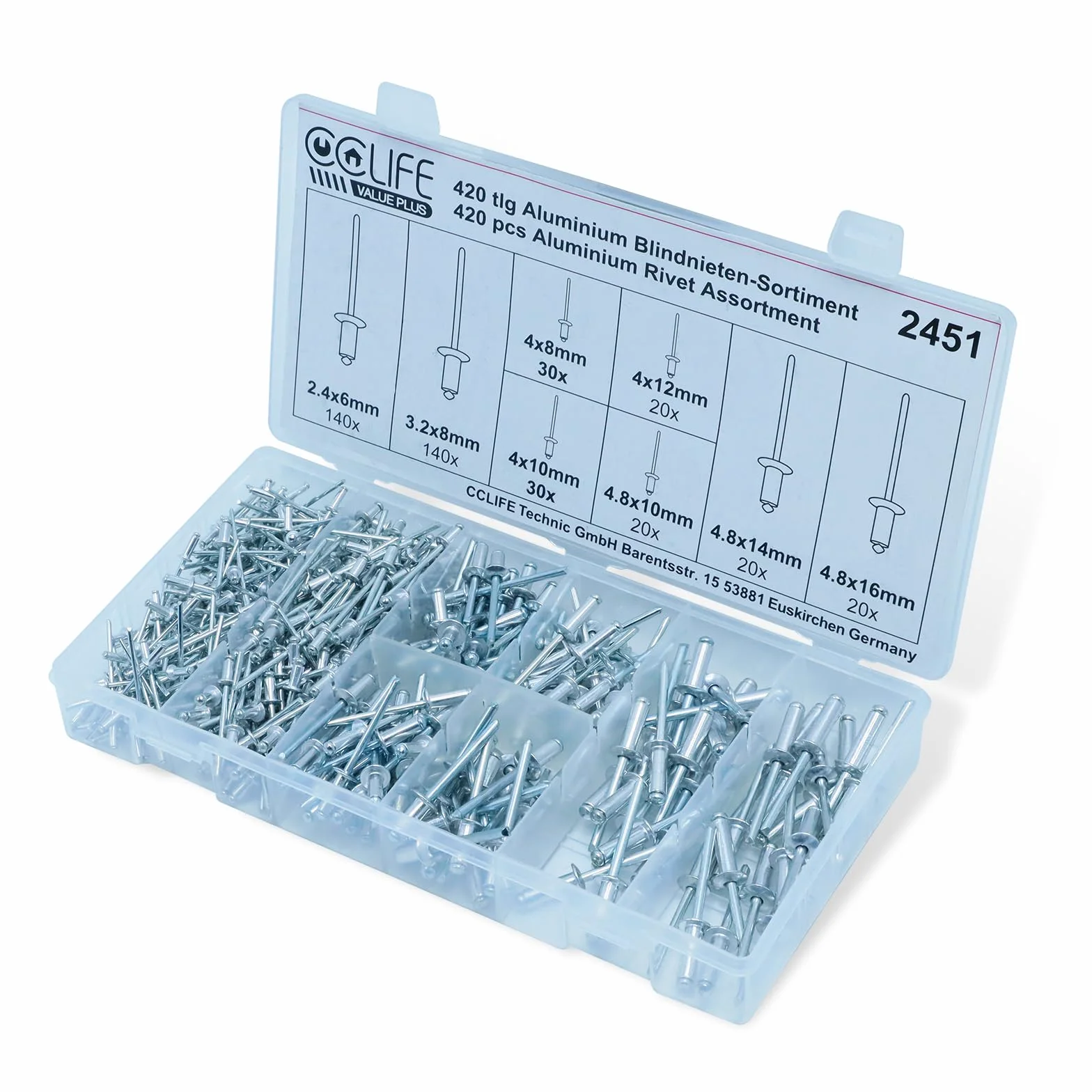 CCLIFE 420 Set Rivetti Ciechi Alluminio 2,4 3,2 4 4,8