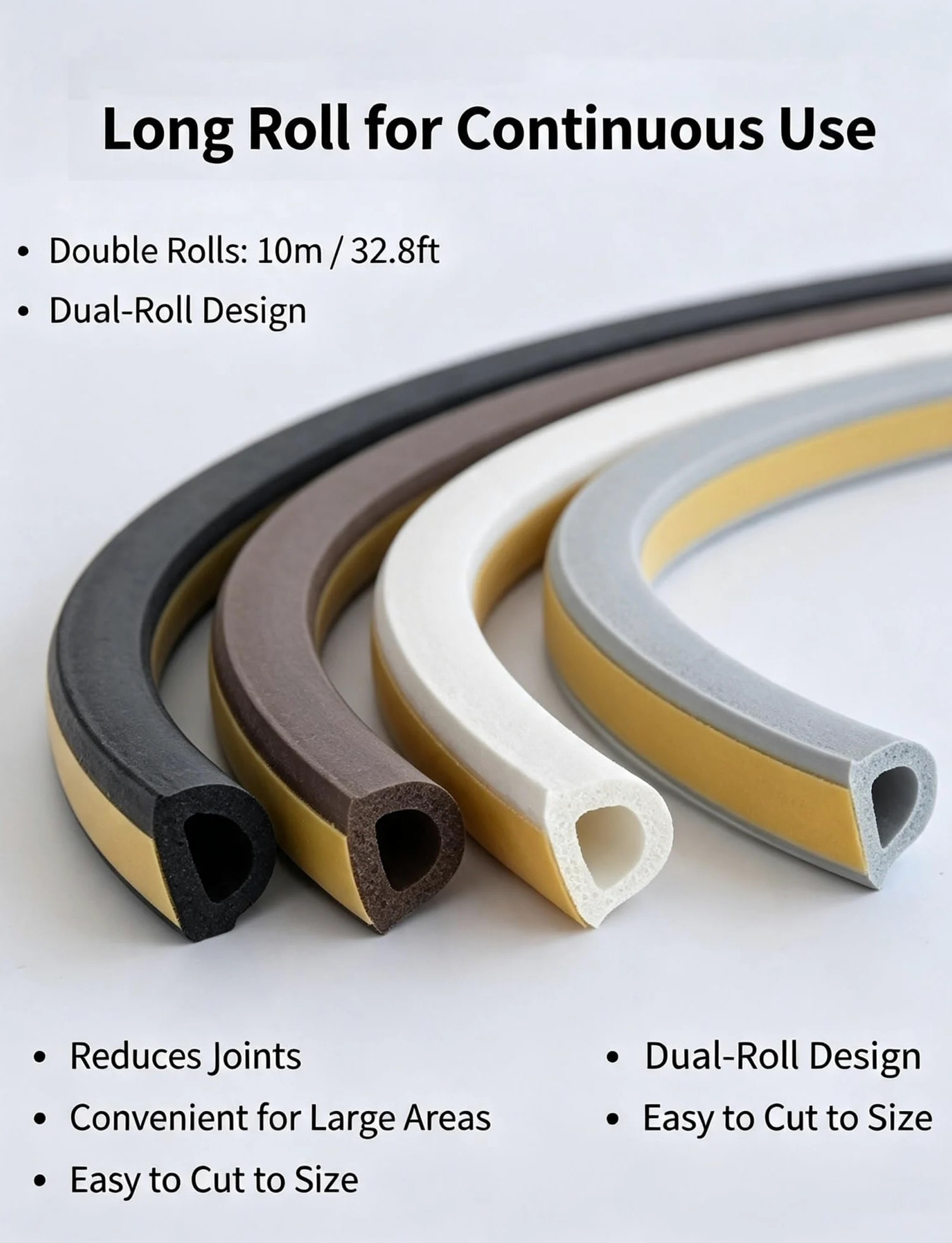 Guarnizione D autoadesiva – 10m nastro gomma schiuma per porte/finestre | Striscia for correnti d'aria for porte e finestre, guarnizione in gomma autoadesiva(Black,WxT: 0.9x0.75cm)