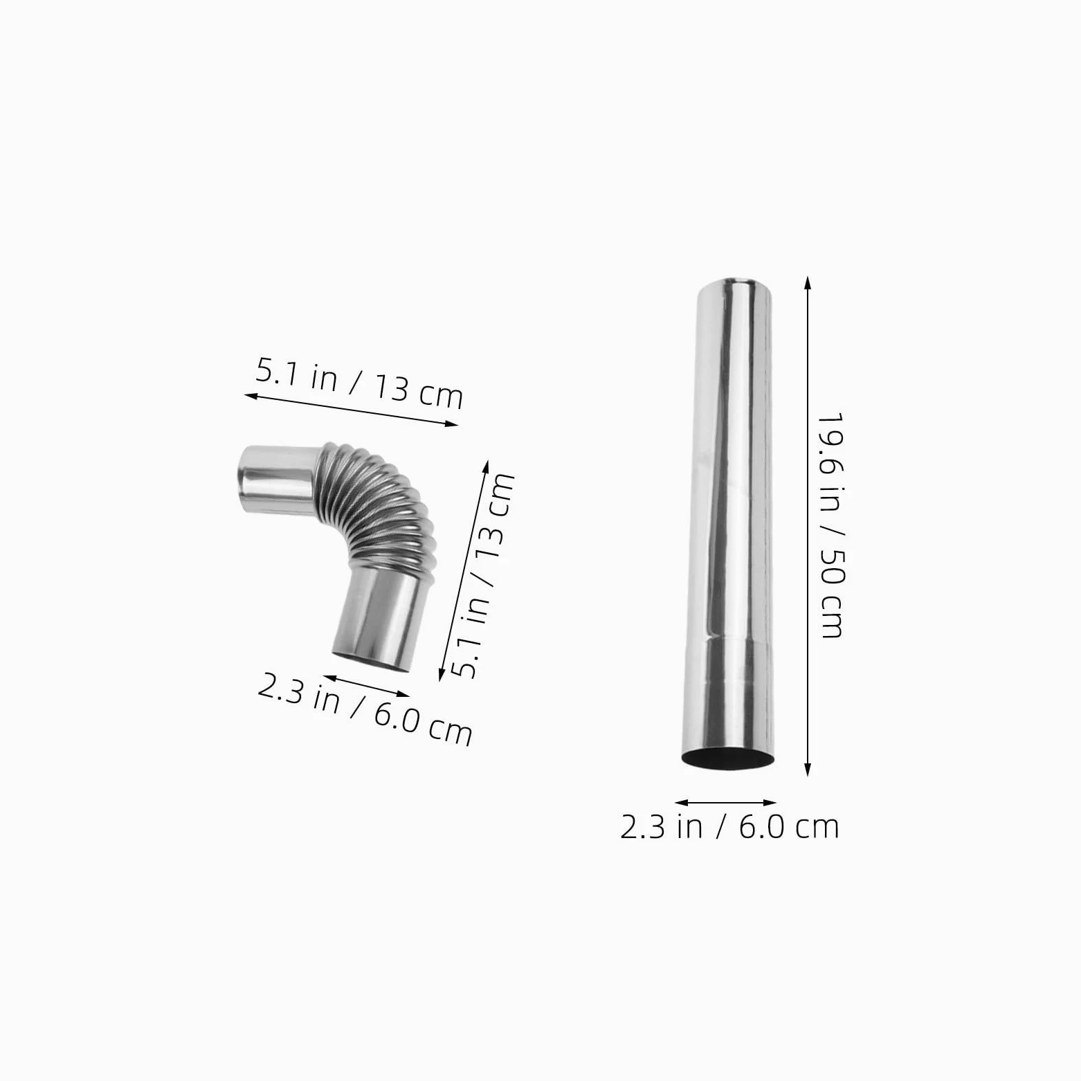 Tubo per Stufa Stufa in Acciaio Inox 4 Pezzi, Argento | Sistema di Canna Fumaria, Uso Interno e Campeggio, Resistenza All'ossidazione, Tenuta e Manutenzione Semplice