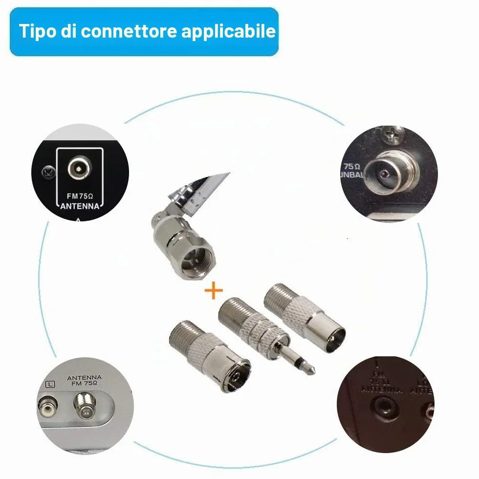 Antenna radio DAB di ricambio per mini sistema di ricevitore AV HiFi, FM Antenna interna 75 Ohm non bilanciata per Denon Sony Roberts Marantz Yamaha Hitachi Tivoli Audio Pioneer Onkyo Sangean Bose